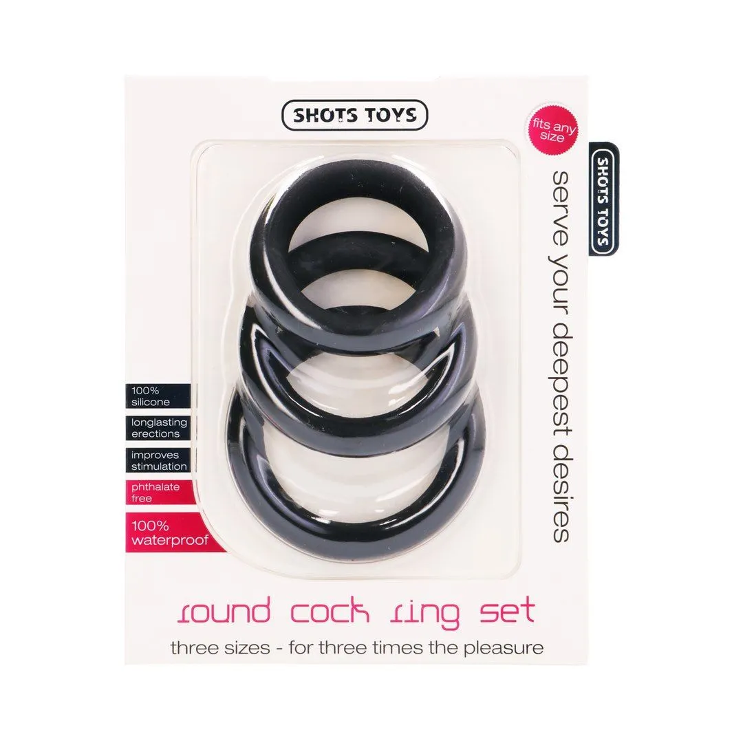 Набор эрекционных колец ShotsToys Round Cock Ring Set, 3 шт (черный)