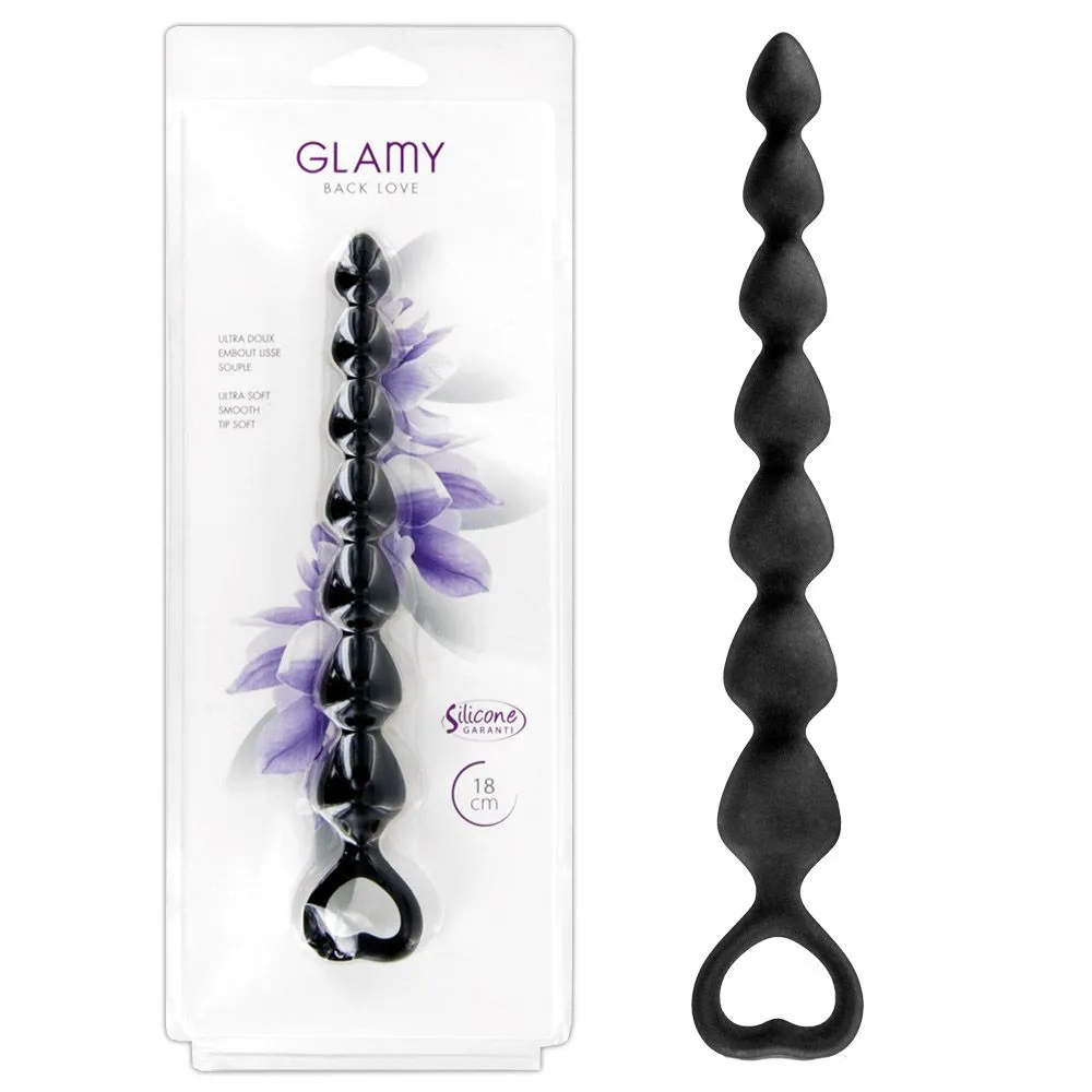 Анальні намиста Glamy Black Love, 18 см (чорний)