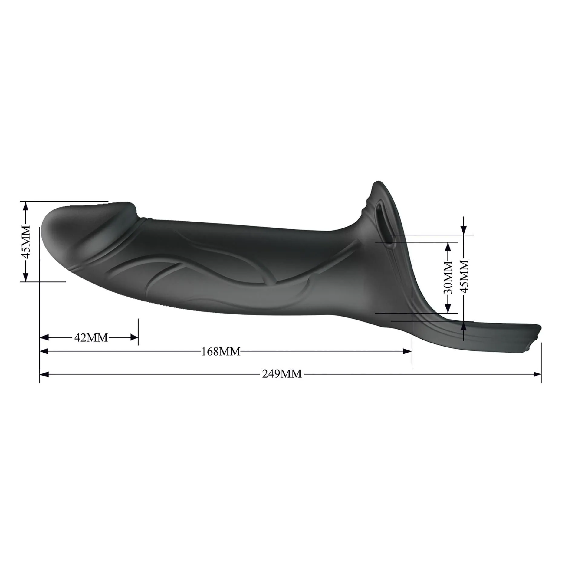 Pretty Love Landon Hollow Strap-On Harness Dildo - Proteza penisa, Czarny, 25 cm
