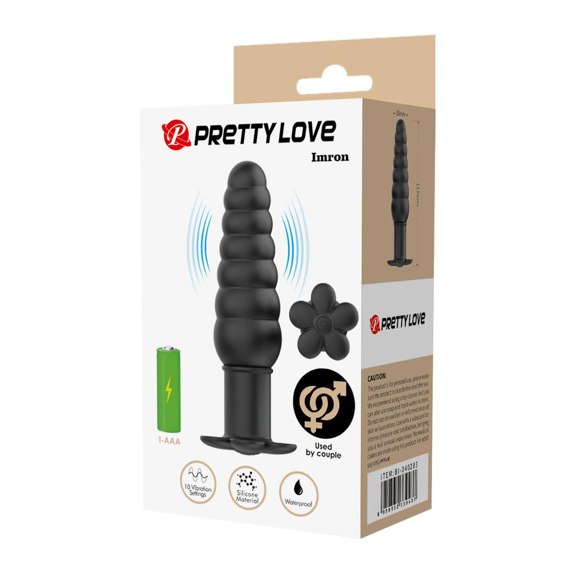 Анальна пробка Pretty Love Imron, 11 см (чорний)