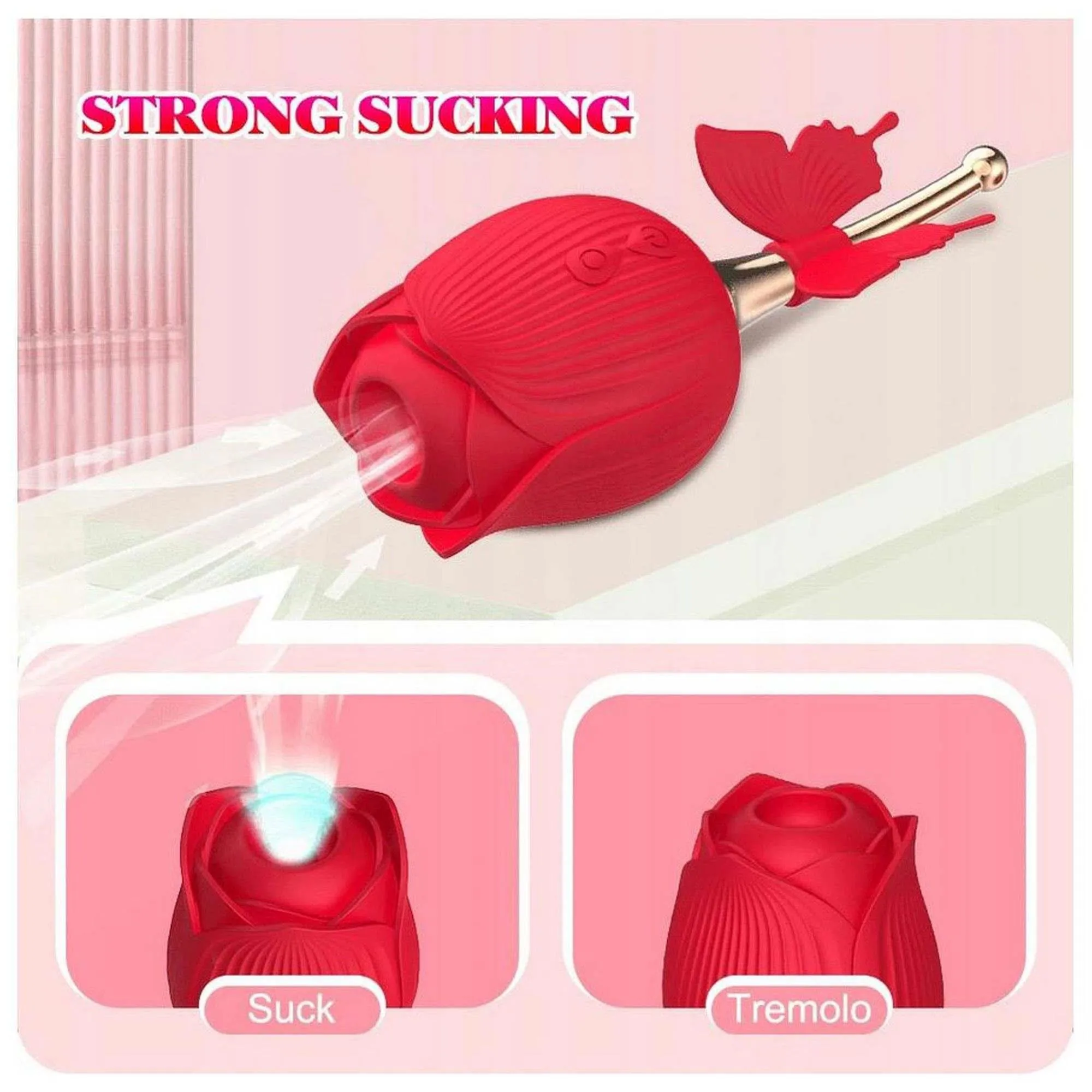 Boss Series Flirting Partner - Bezdotykowy stymulator łechtaczki z wibracjami, Czerwony, 14, 5 cm