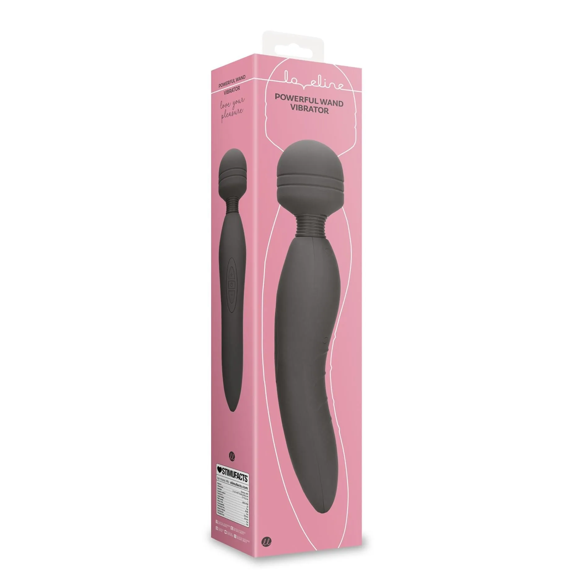Loveline Powerful Wand - Wibromasażer, Czarny, 30.5 cm