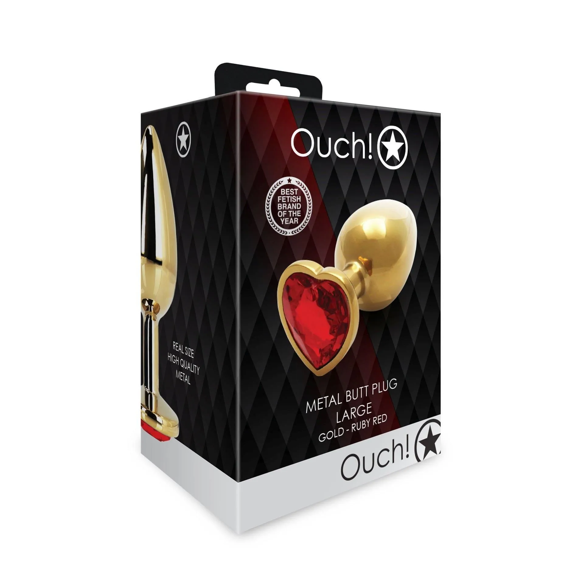 Ouch! Heart Gem Butt Plug - Korek analny, Złoto, 8.1 cm