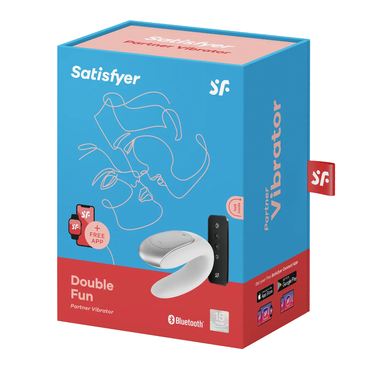 Satisfyer Double Fun Partner - Wibrator, Biały, 9, 3 cm