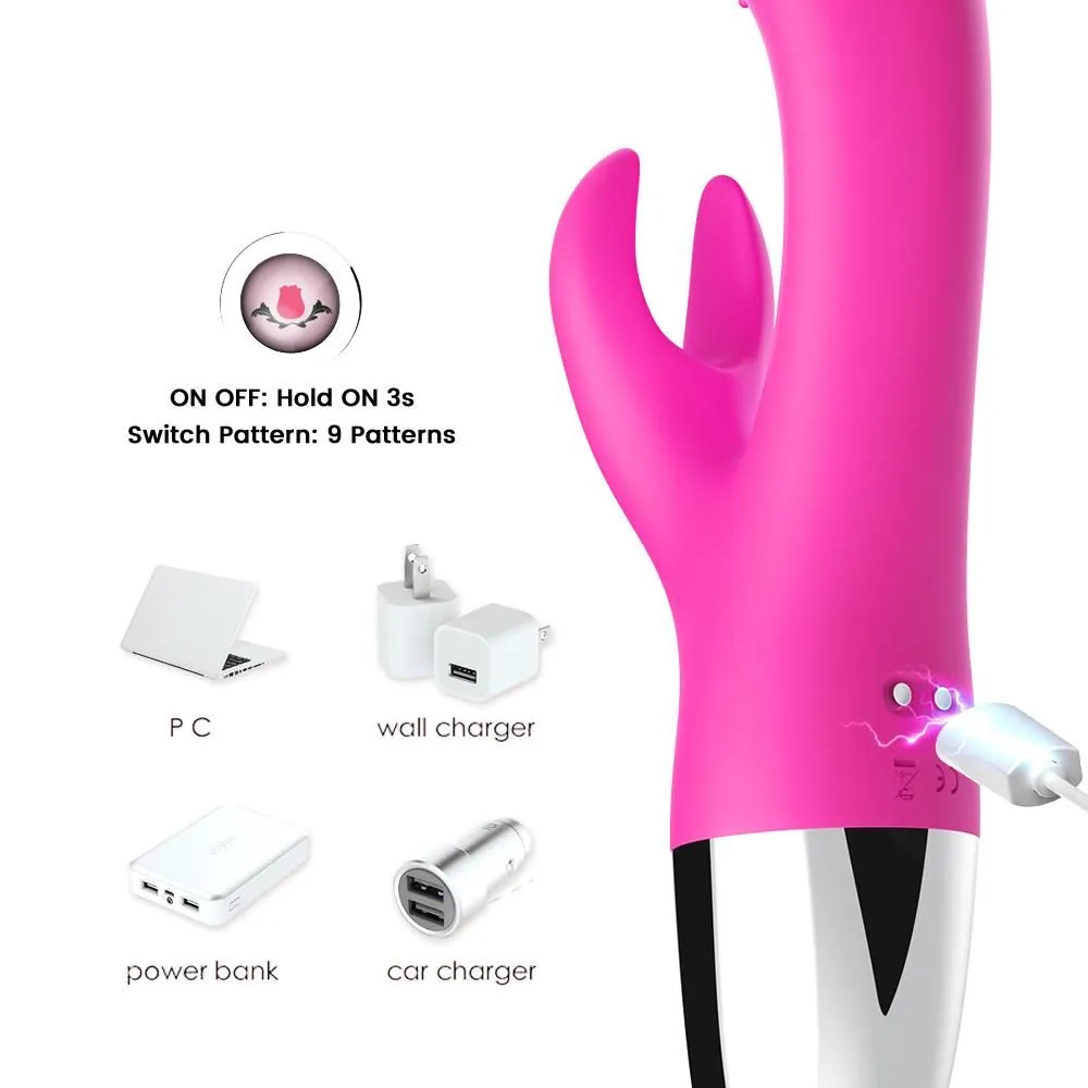B - Series Joy Rabbit - Wibrator królik, Różowy, 20 cm