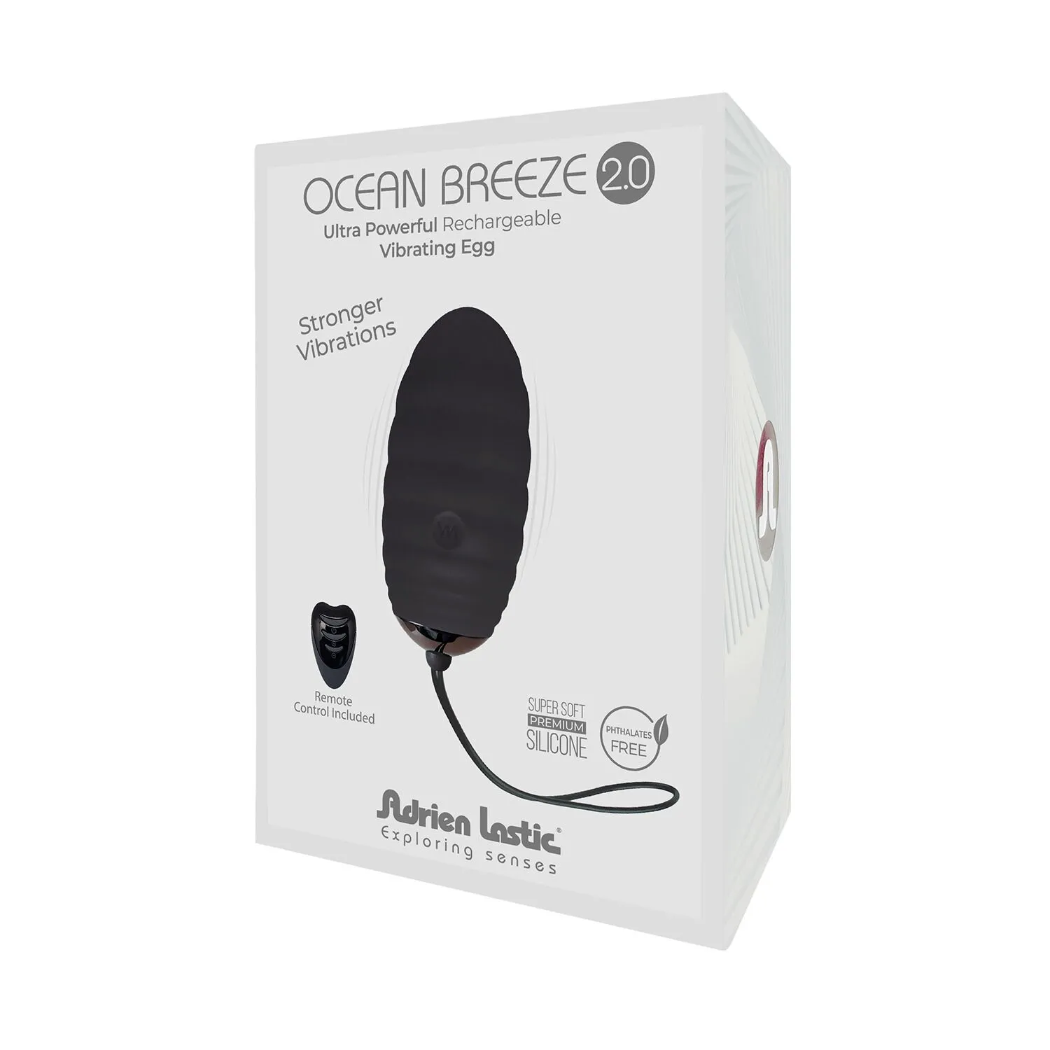 Adrien Lastic Ocean Breeze 2.0 - Wibrujące jajko, Czarny, 7.5 cm