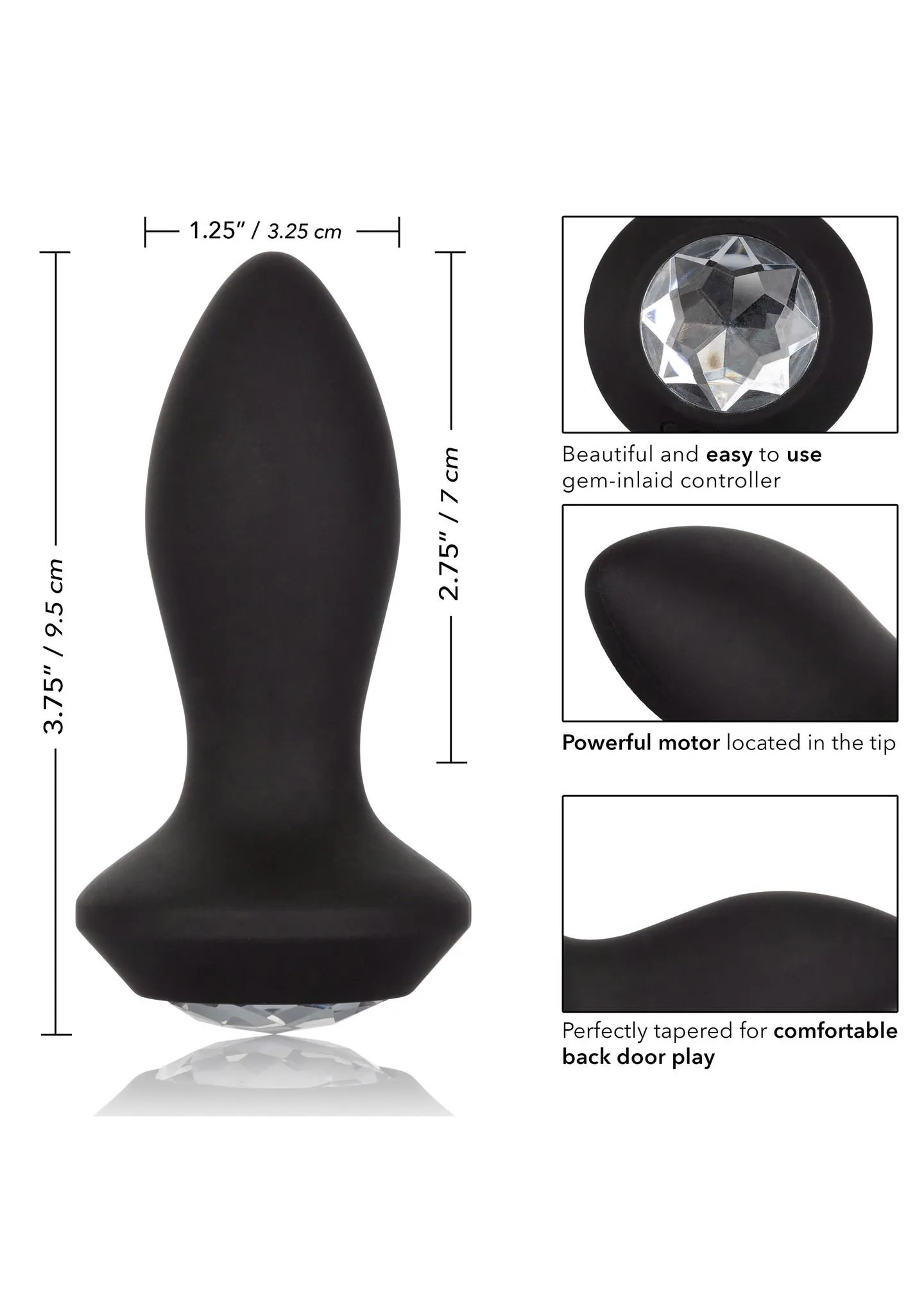 Анальная пробка Calexotics Petite Crystal Probe, 9.5 см (черный)