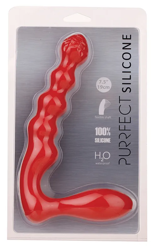 Dream Toys Purrfect Silicone - Strapon, Czerwony, 19 cm