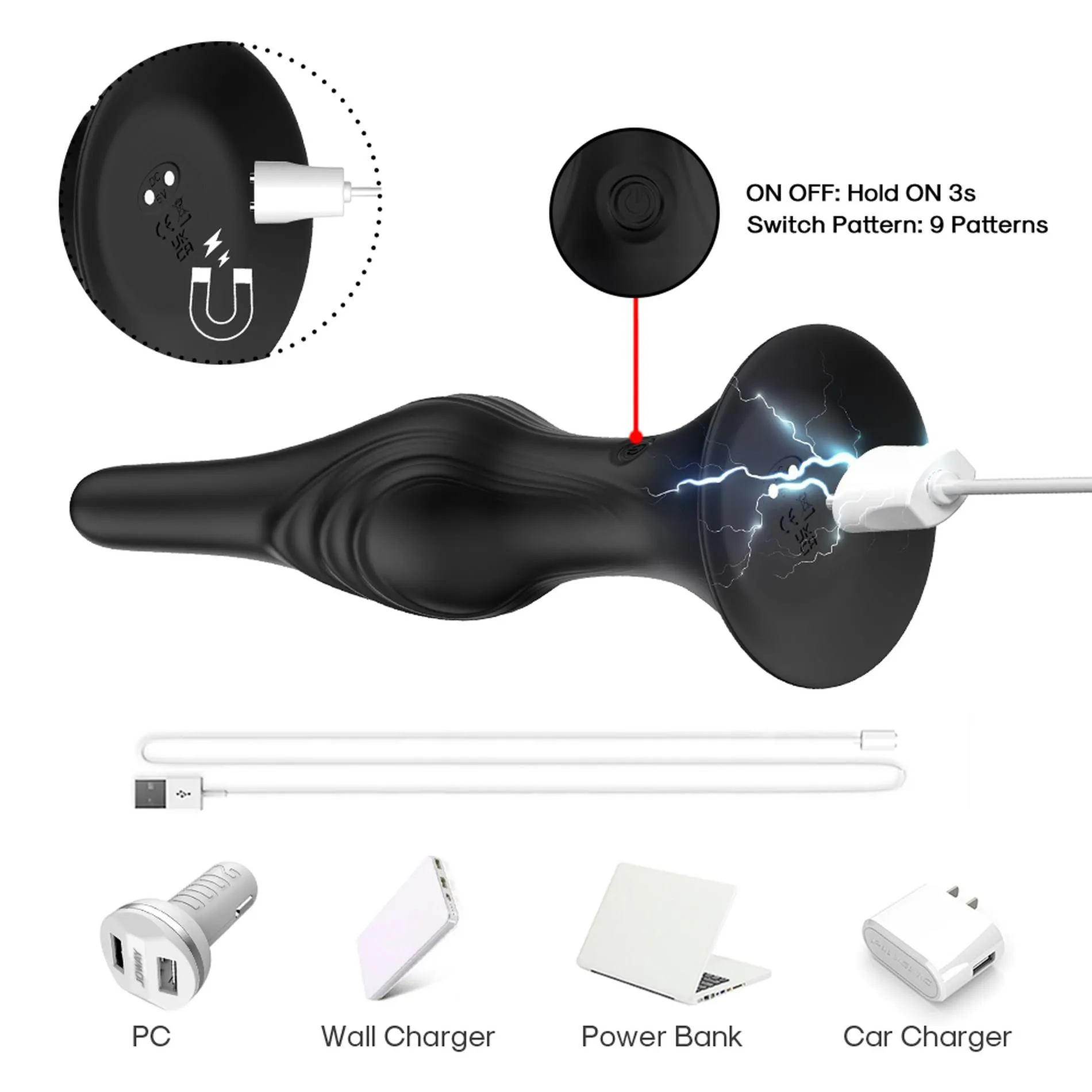 Анальная пробка B-Series Joy Rocket Black, 16.1 см (черный)
