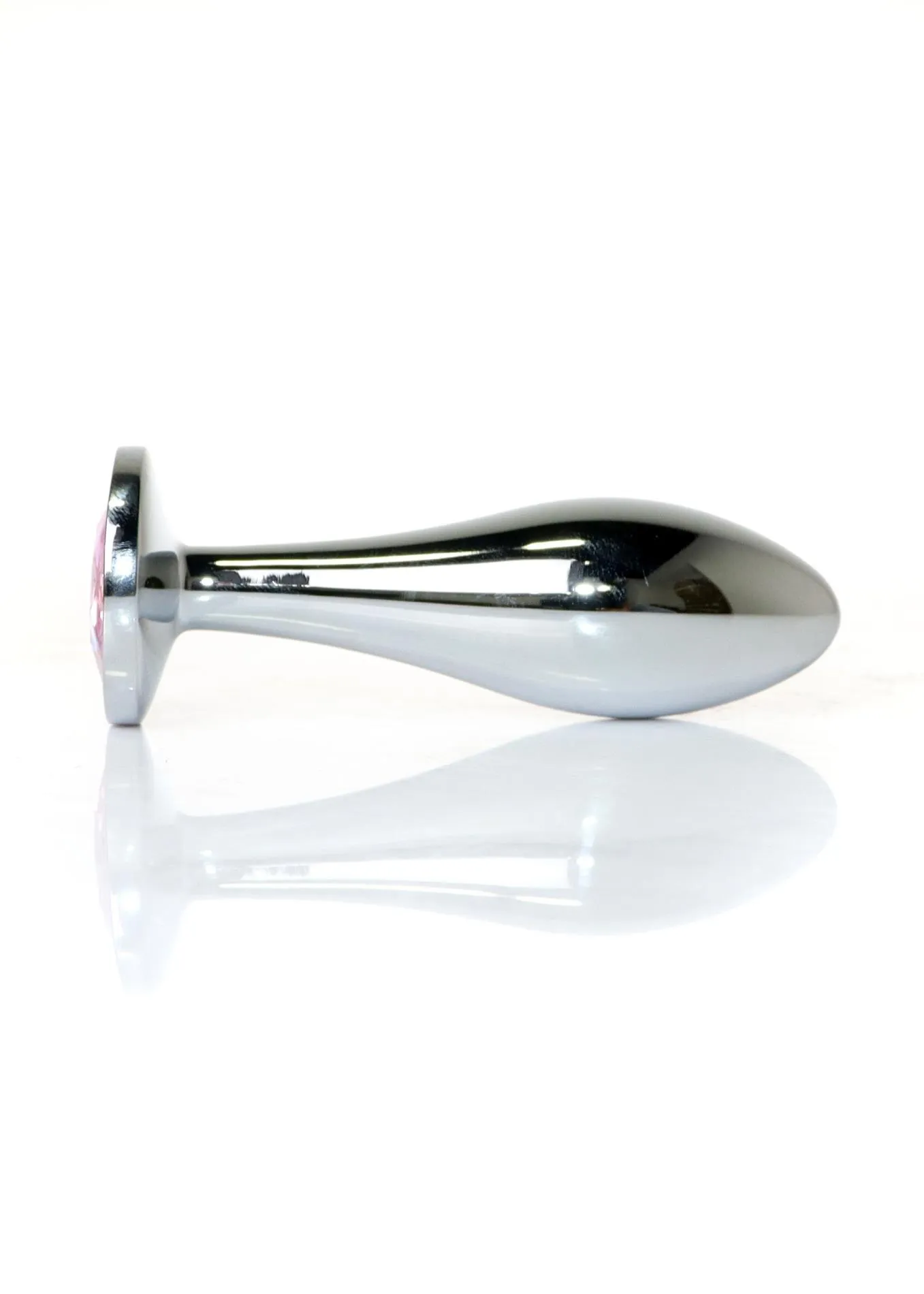 Анальная пробка Jewellery Silver Plug Clear M, 9.2 см (розовый)
