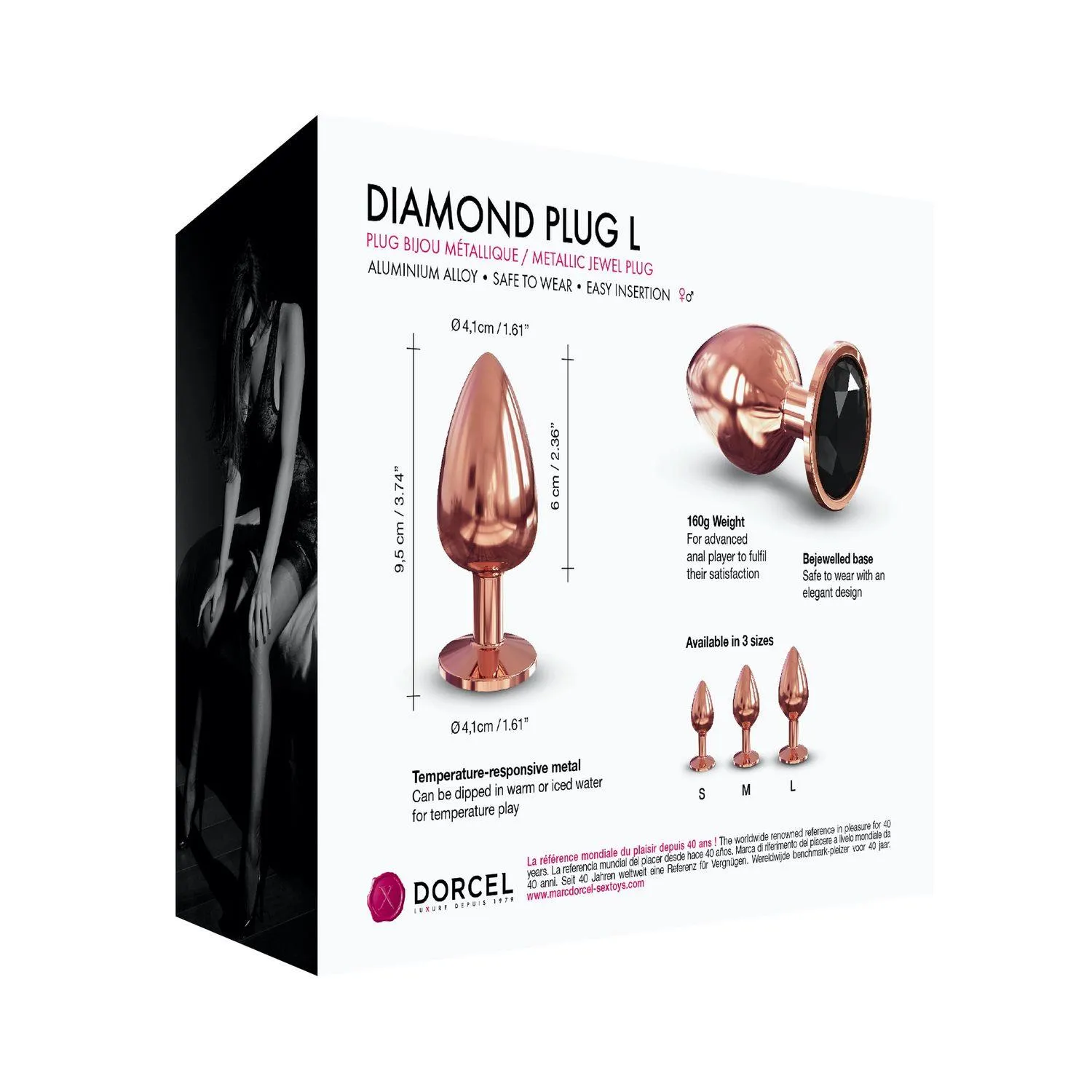 Анальная пробка с кристаллом Dorcel Diamond Plug L, 9,5 см (бронзовый)