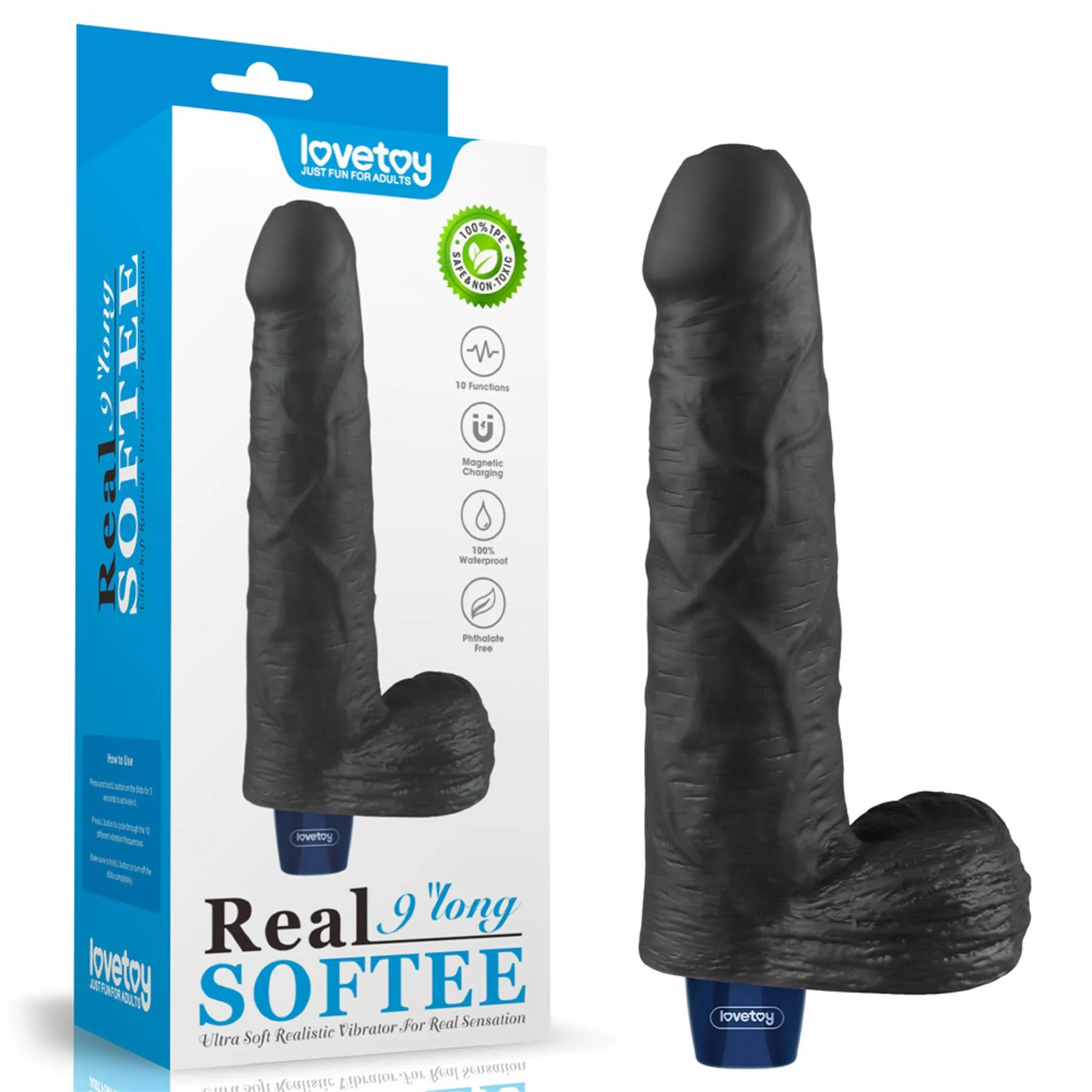Вибратор Lovetoy Real Softee 9", 23 см (черный)