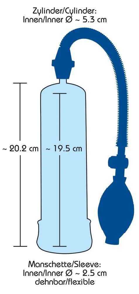 Bang Bang Penis Pump - Pompa próżniowa, Niebieski, 20 cm
