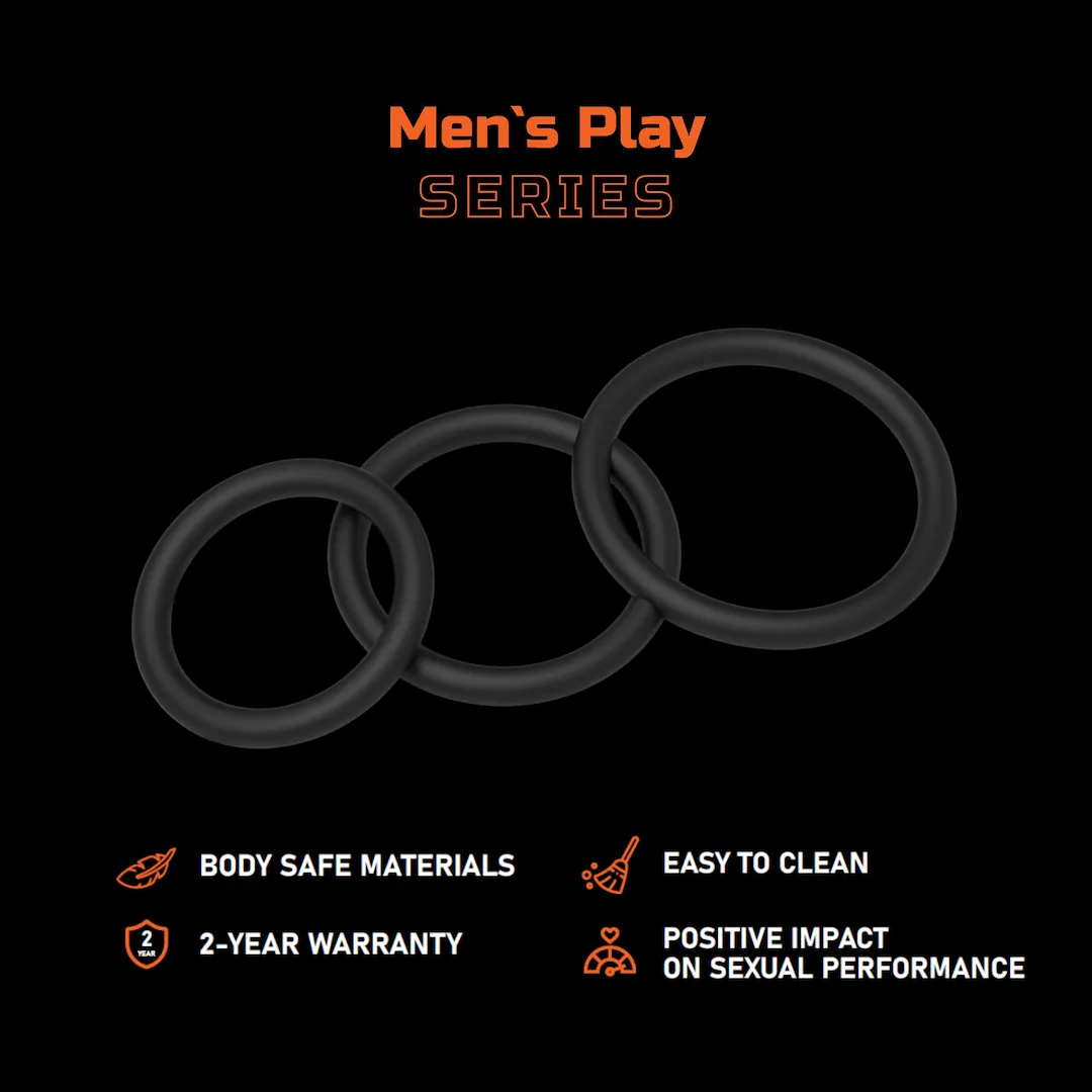 EROSPACE Men's Play B7 - Zestaw pierścieni erekcyjnych, Czarny, 5 cm
