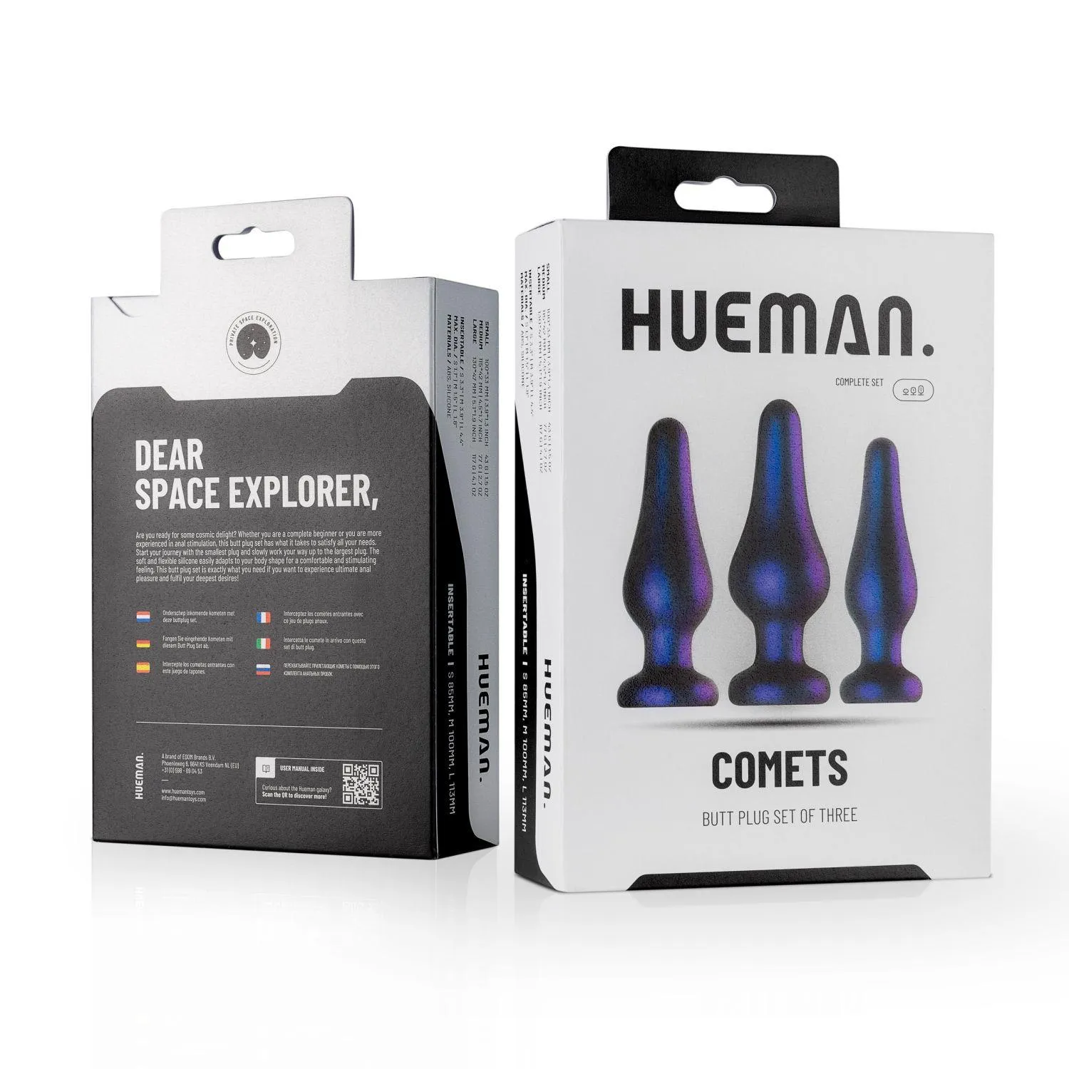Набор анальных пробок Hueman Comets Butt Plug Set, 3 шт (фиолетовый)