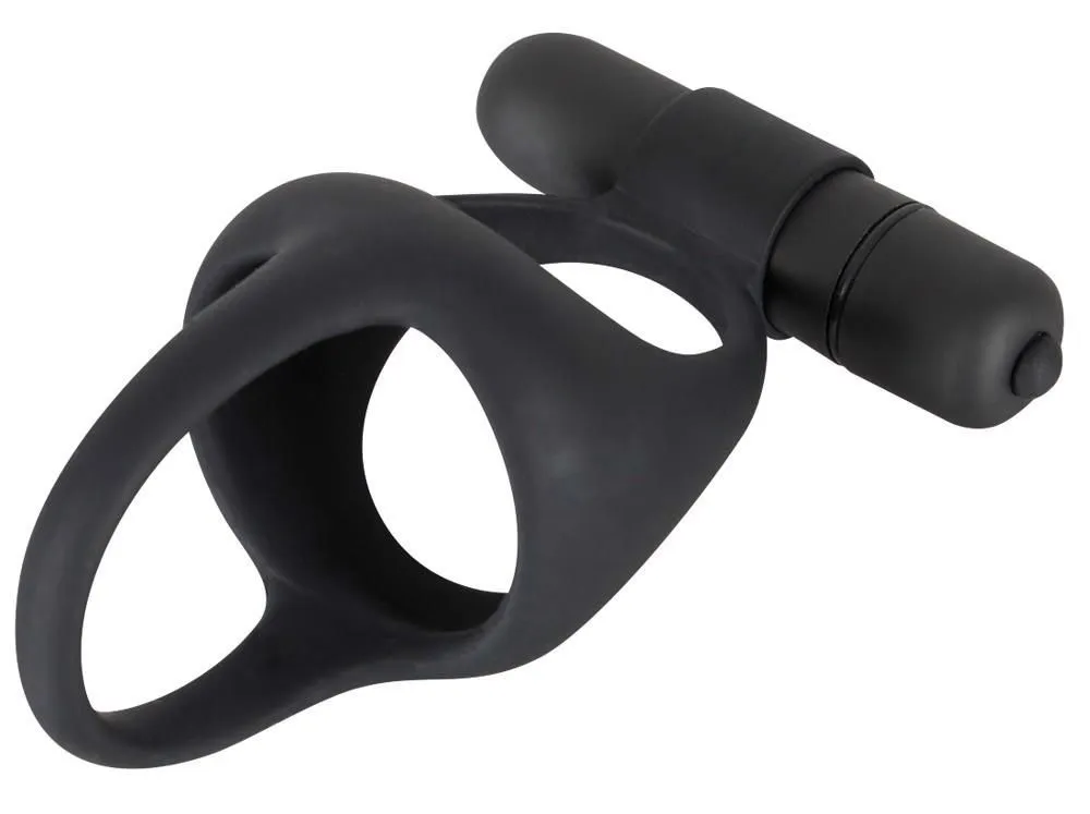 Віброкільце Black Velvets Cock & Ball Ring, 7 см (чорний)