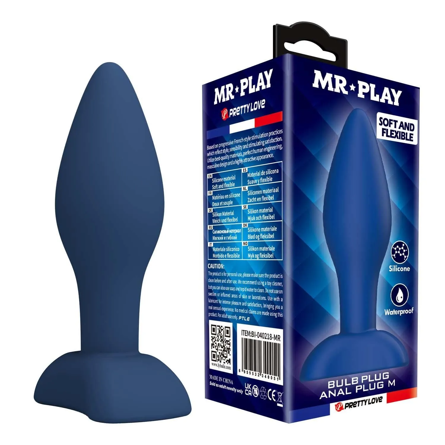 Анальная пробка MR. Play Bulb M, 10.5 см (синий)
