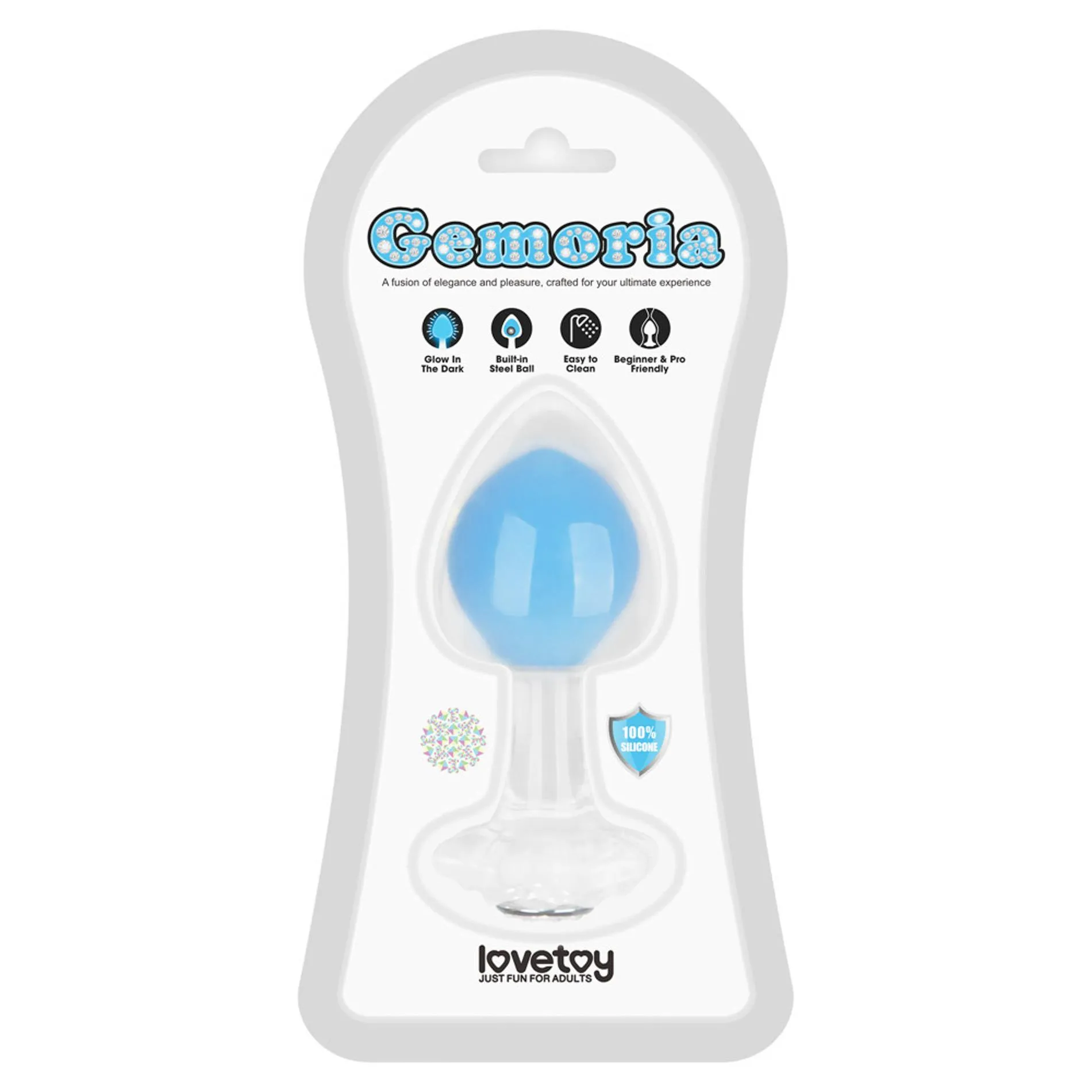 Lovetoy Gemoria - Korek analny, Niebieski, 11.3 cm