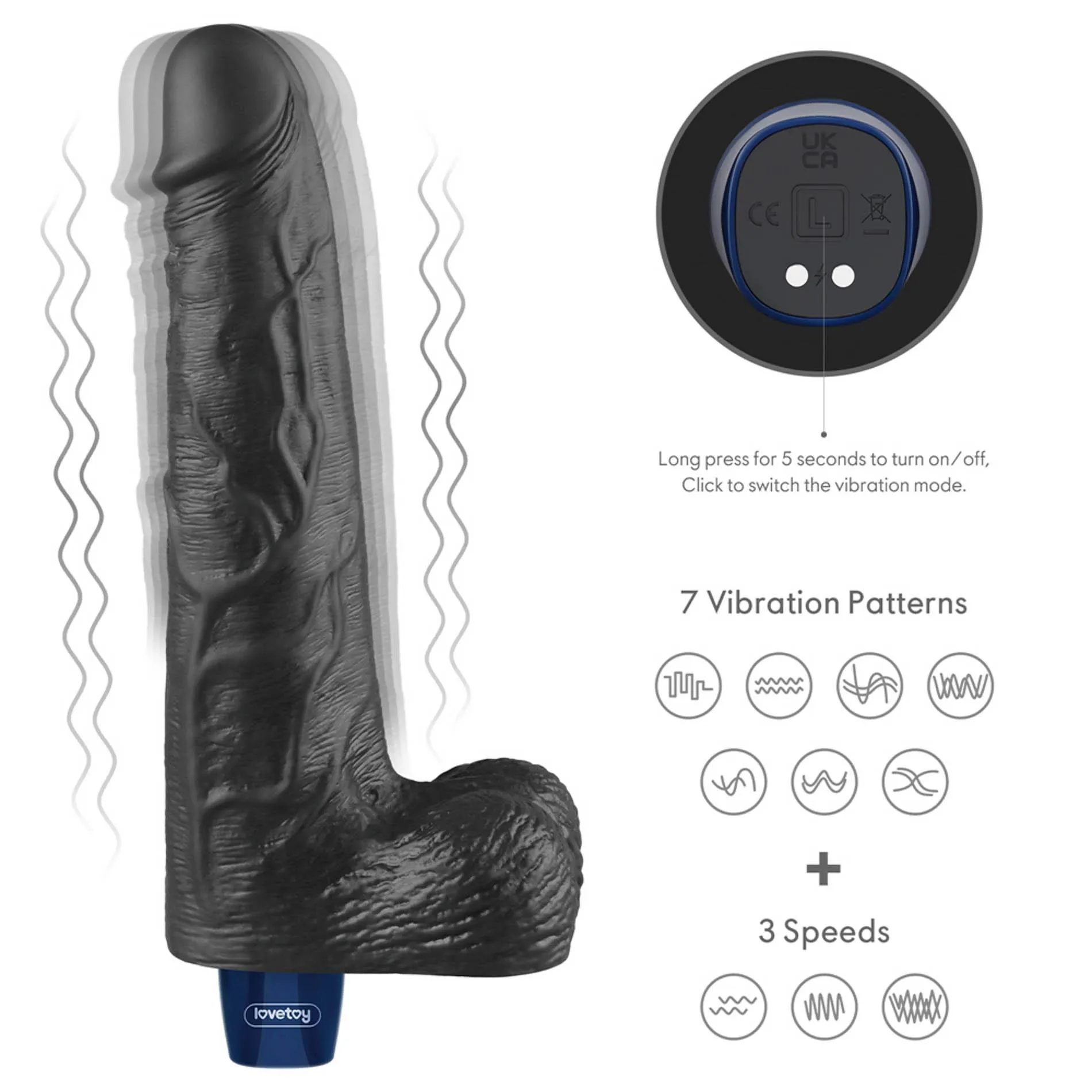 Вибратор Lovetoy Real Softee 10", 25.5 см (черный)