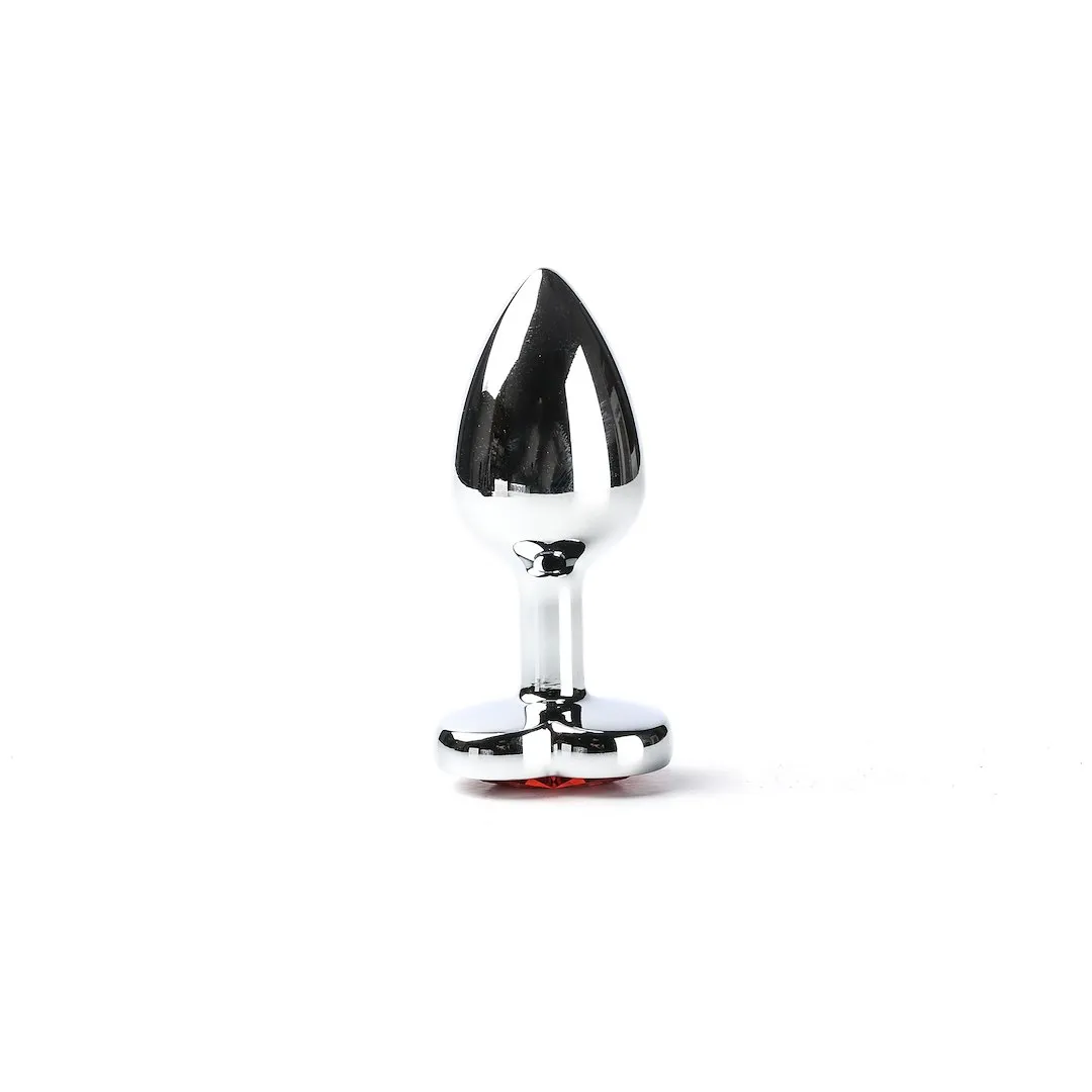 Simply Pleasure S - Korek analny z kryształkiem, Czerwony, 7 cm, S