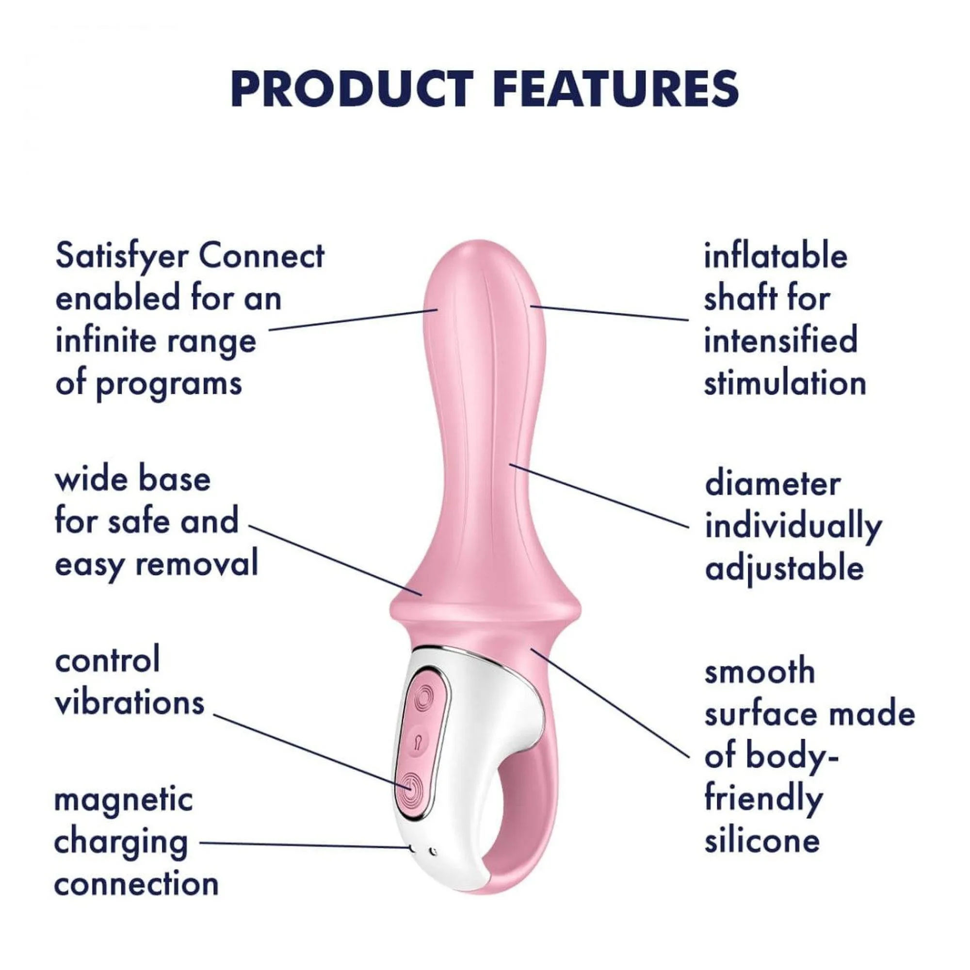 Satisfyer Air Pump Booty 5+ - Nadmuchiwany wibrator analny, Różowy, 19 cm