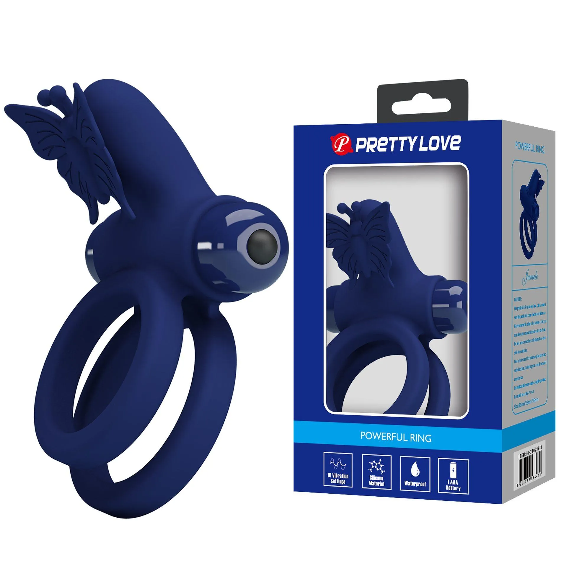 Виброкольцо Pretty Love Passionate Ring (синий)