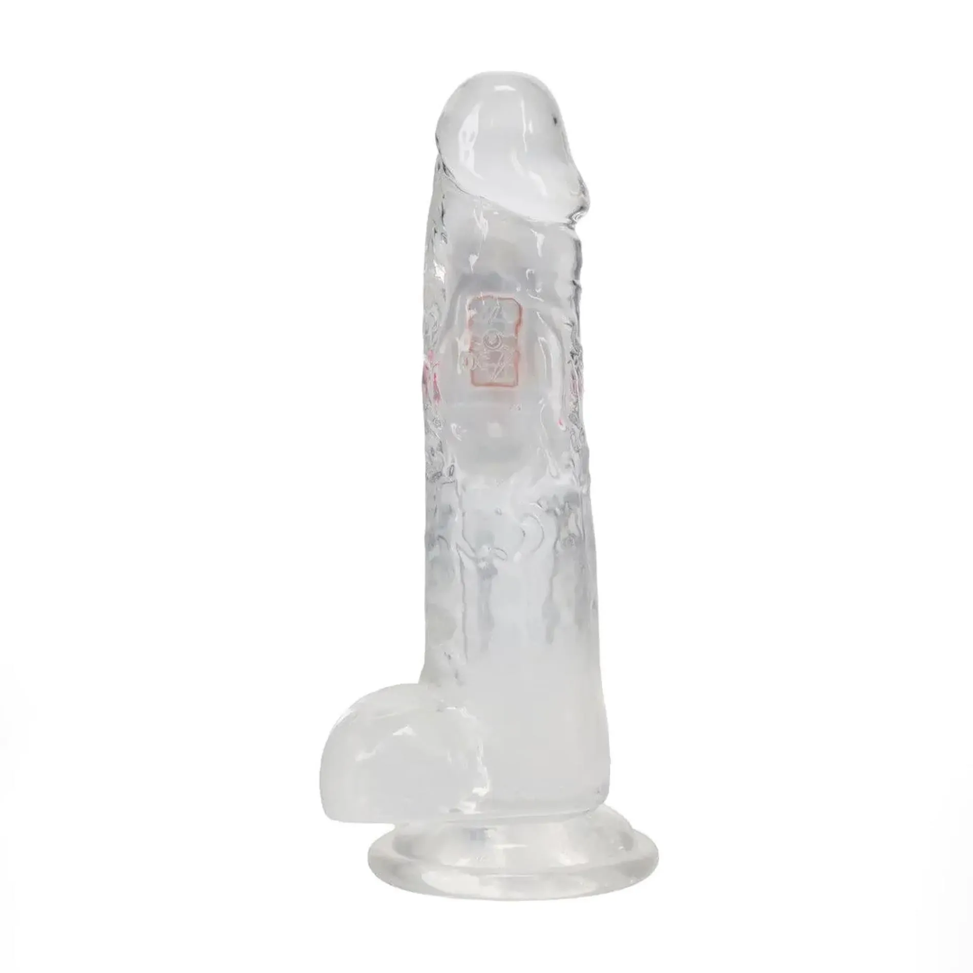 RealRock LED Vibrating Straight Cock with Balls - Dildo, Przezroczysty, 20 cm