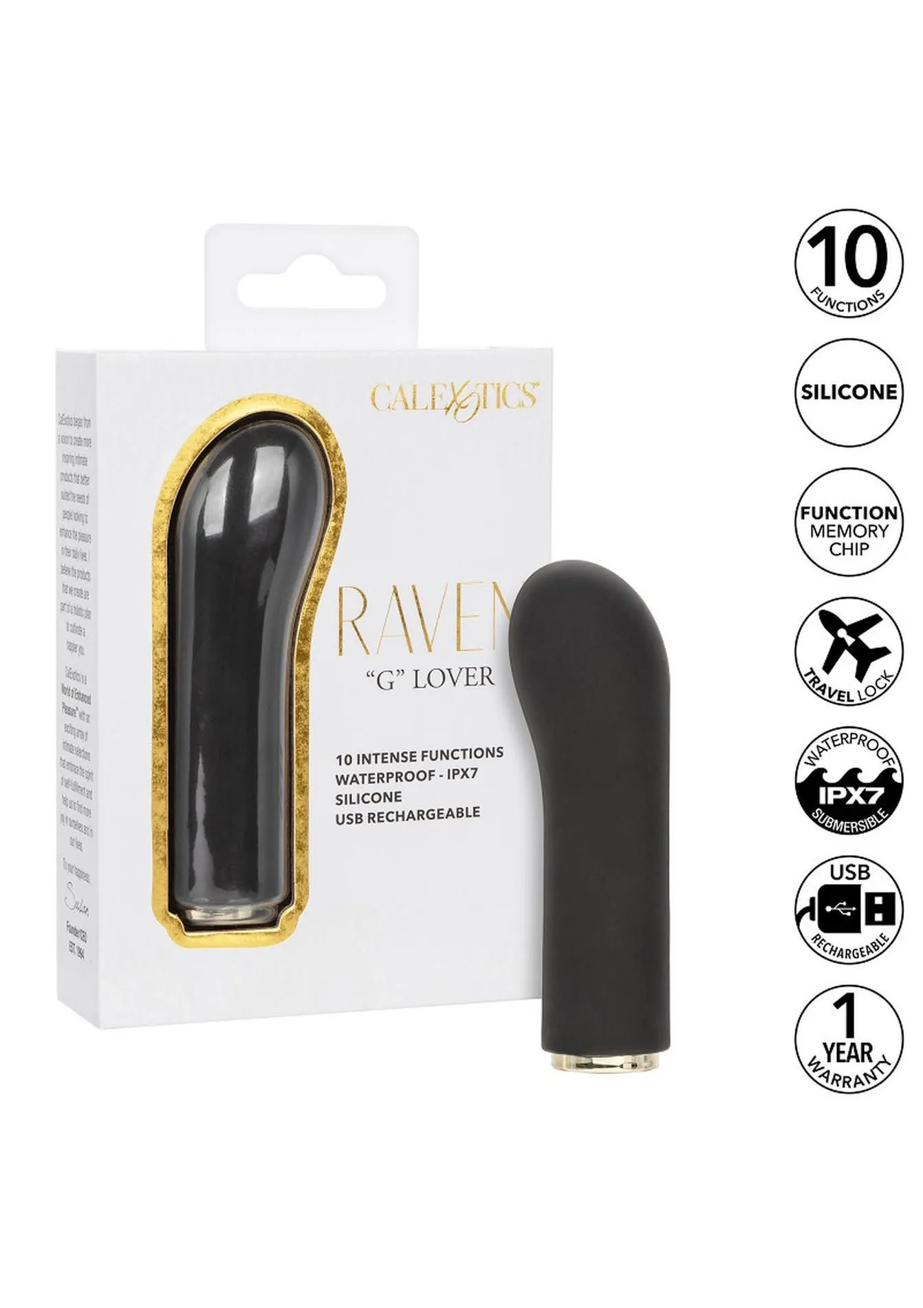 Мини-вибратор CalExtoics Raven G Lover, 9.5 см (черный)