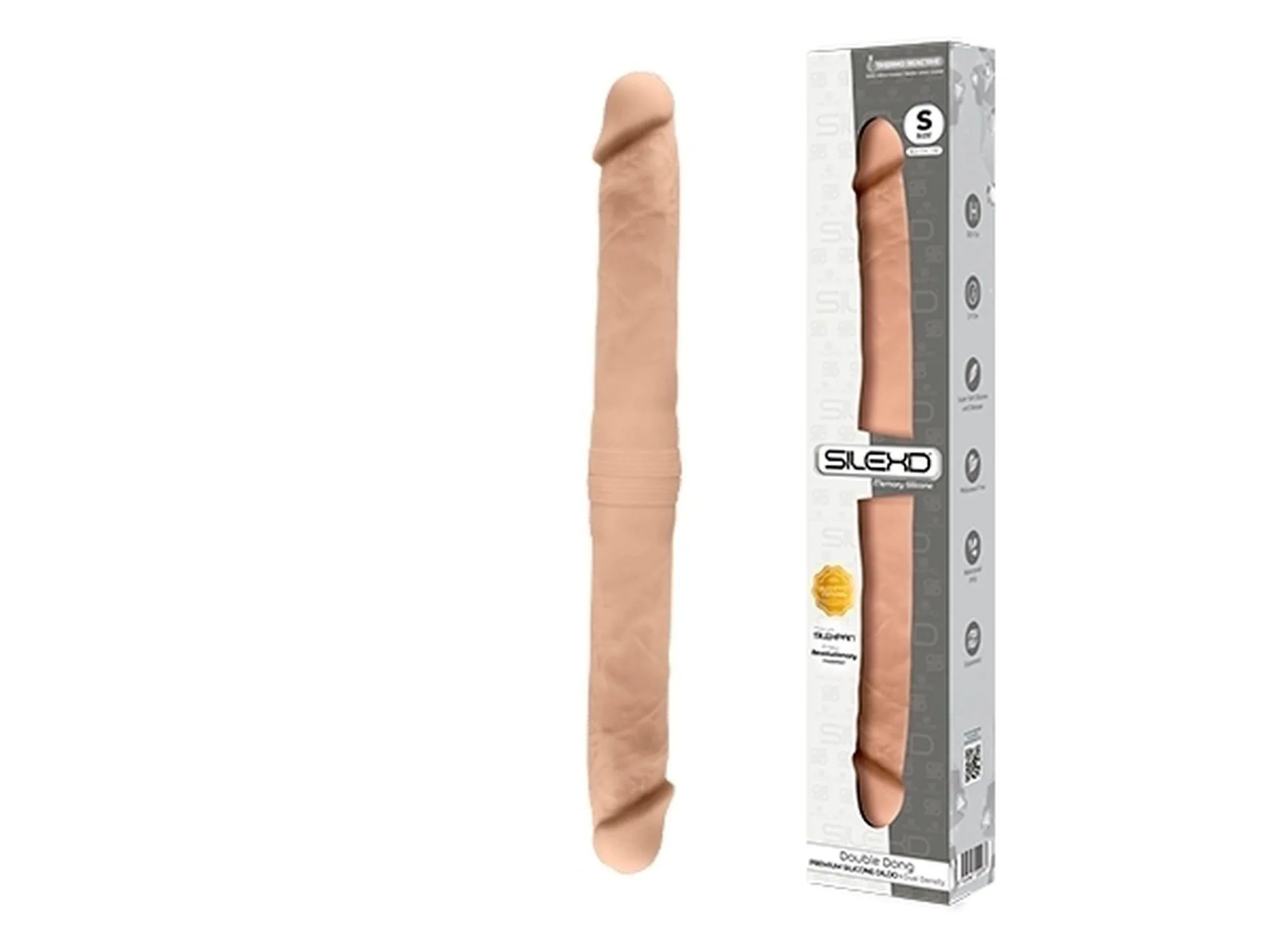 Двухсторонний фаллоимитатор Silexd Dildo-Twins Dildo Flesh S, 38.5 см (телесный)