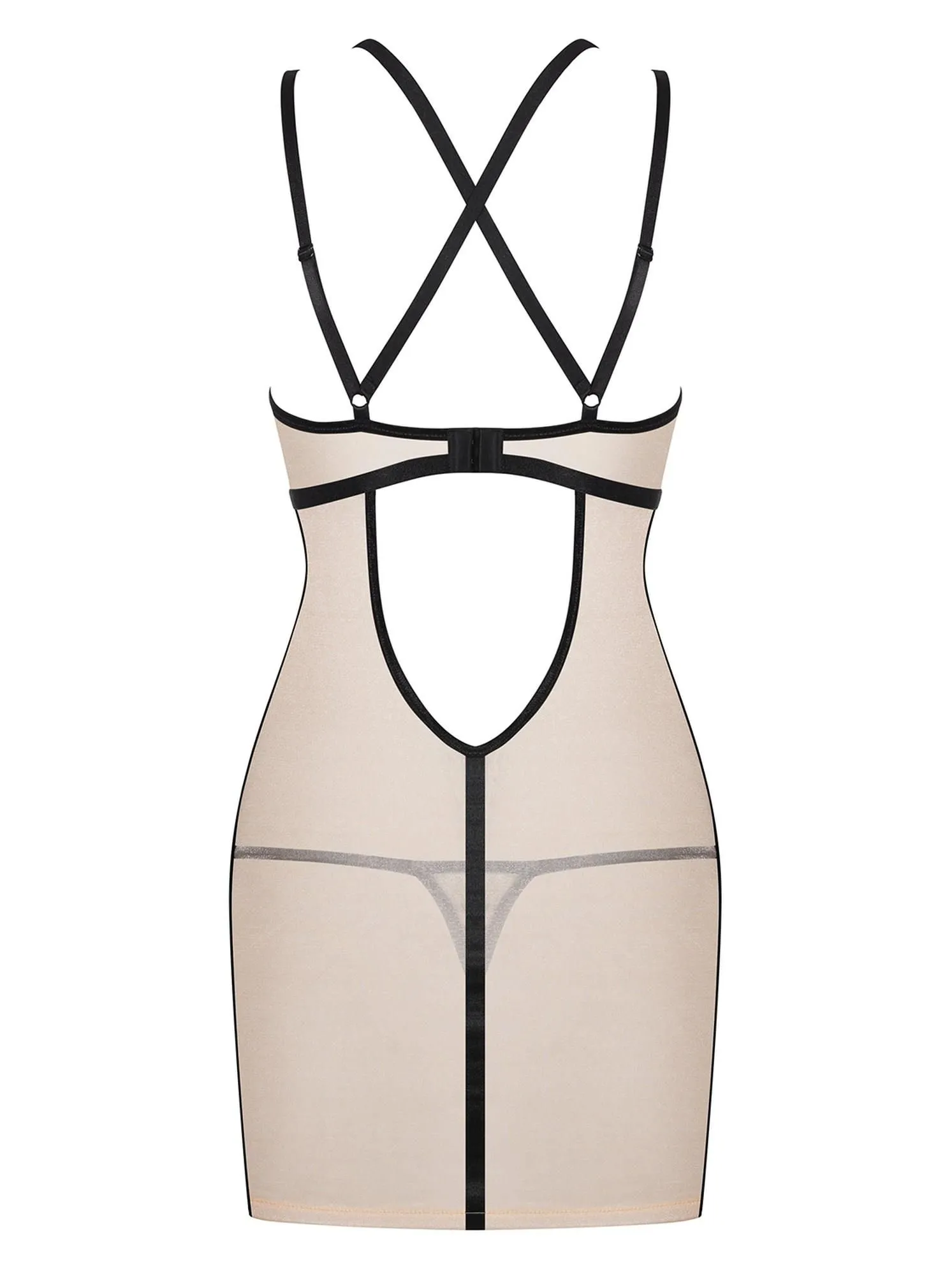 Сорочка и стринги Obsessive Nudelia, L/XL (телесный)