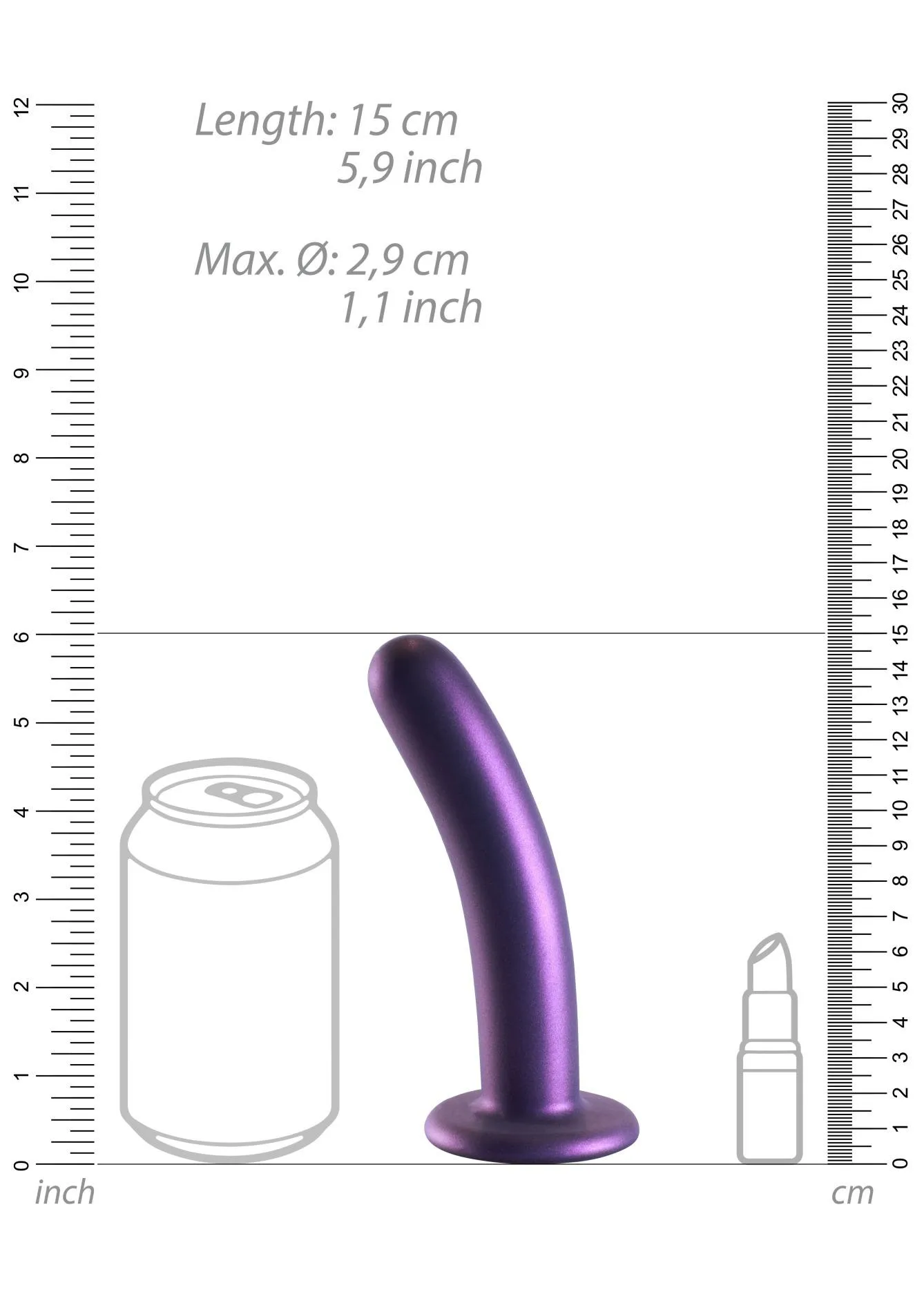 Фалоімітатор Ouch! Smooth G-Spot Dildo 6'', 14.5 см (фіолетовий)