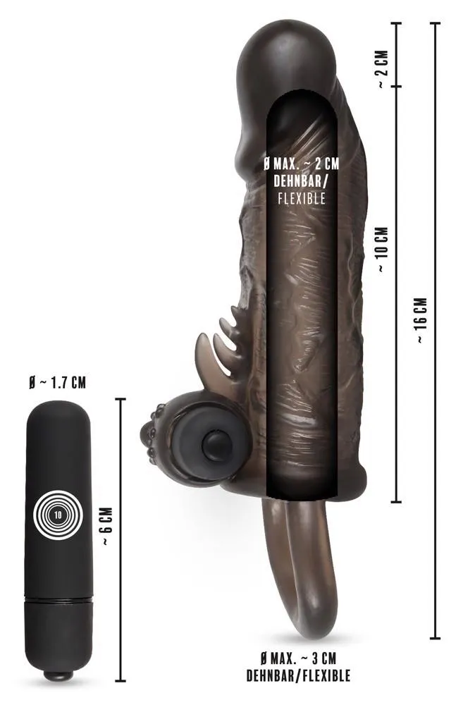 Rebel Extension Slim Fit - Nakładka na penisa, Czarny, 16 cm