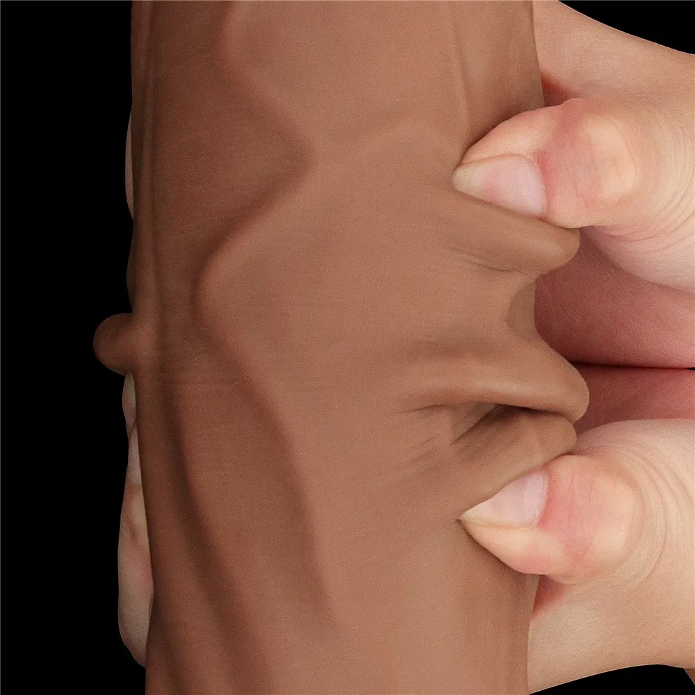 Lovetoy Sliding-Skin Dual Layer Dong King Sized - Dildo, Brązowy, 31 cm