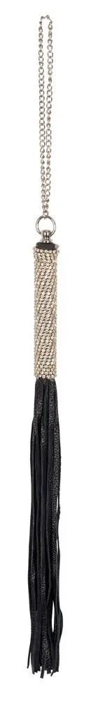Bad Kitty Mini Whip Rhinestones - Pejcz, Czarny, 40 cm