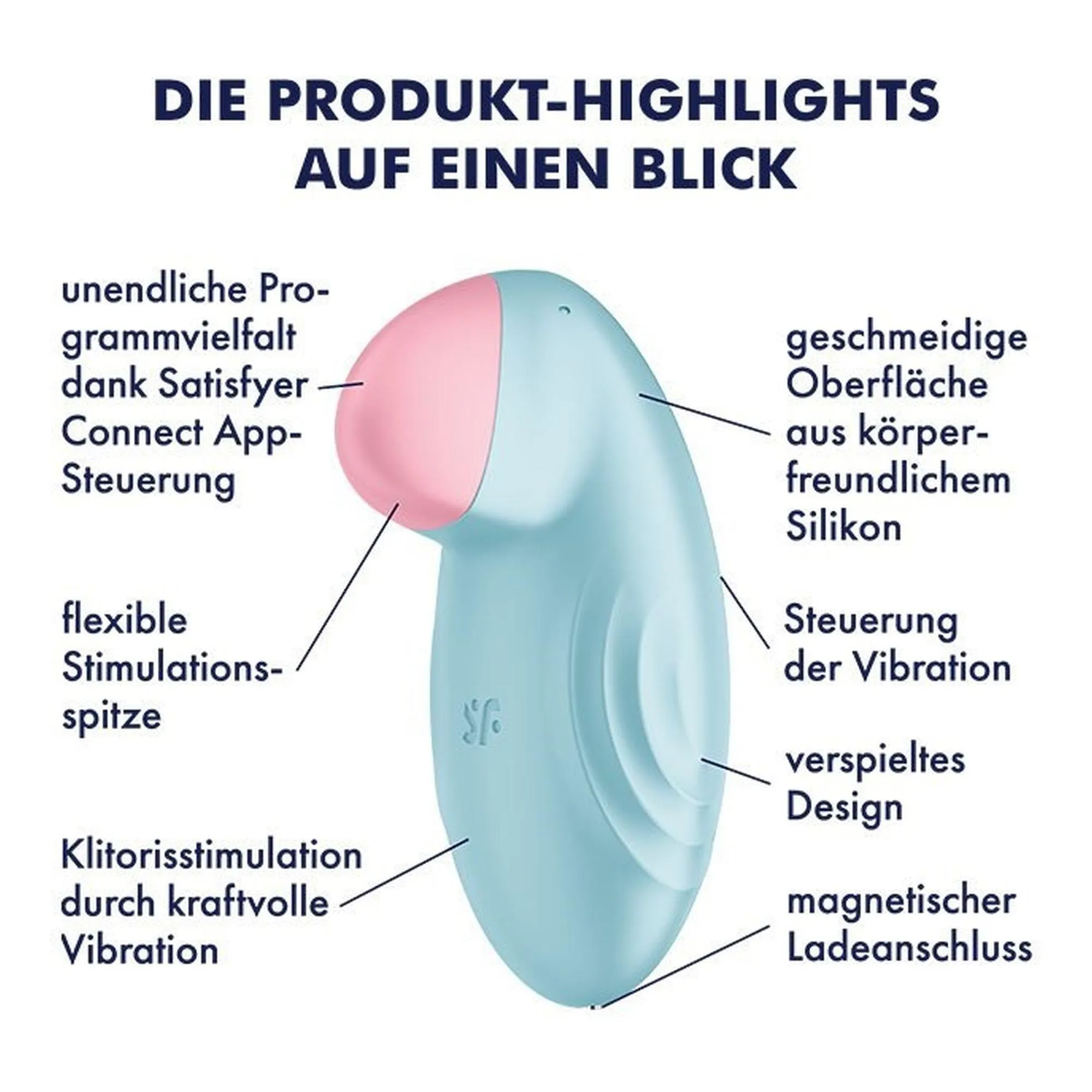 Satisfyer Tropical Tip - Wibrator łechtaczkowy, Niebieski, 8, 5 cm