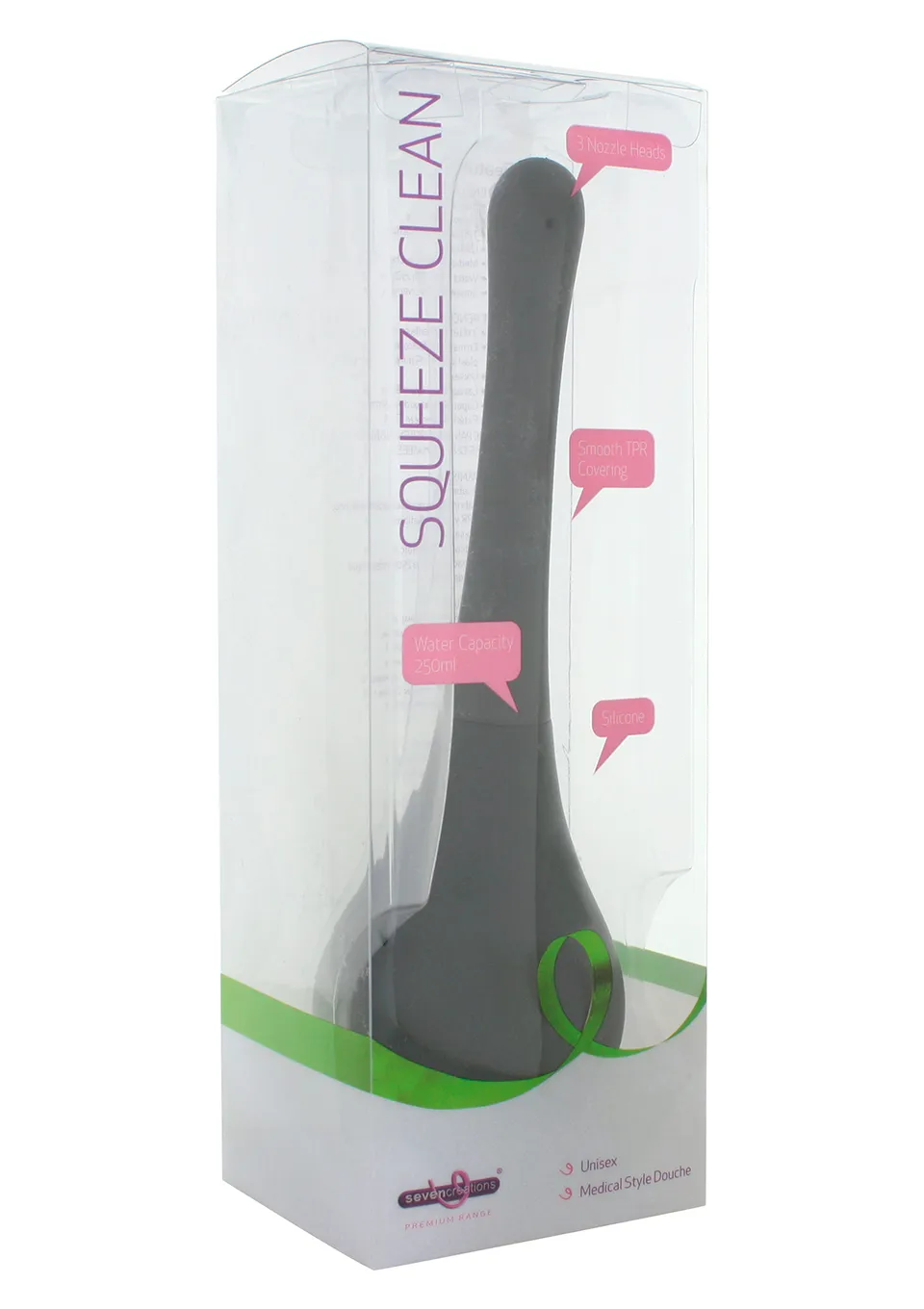 Анальный душ Seven Creations Squeeze Clean, 250 мл (черный)
