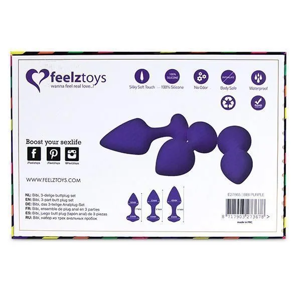 Набір анальних пробок FeelzToys Bibi, 3 шт (фіолетовий)