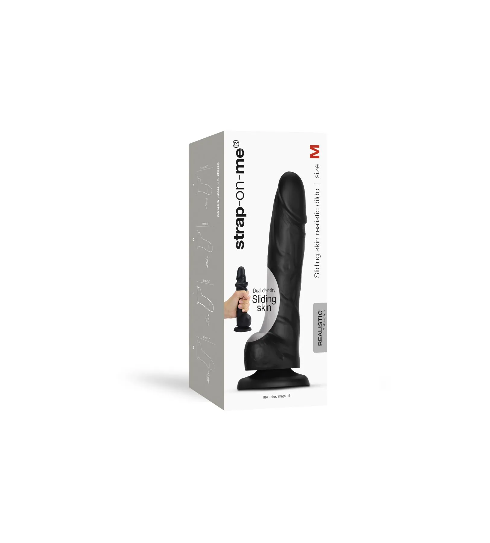 Фаллоимитатор Strap-On-Me Sliding Skin Realistic Dildo M, 18.5 см (черный)