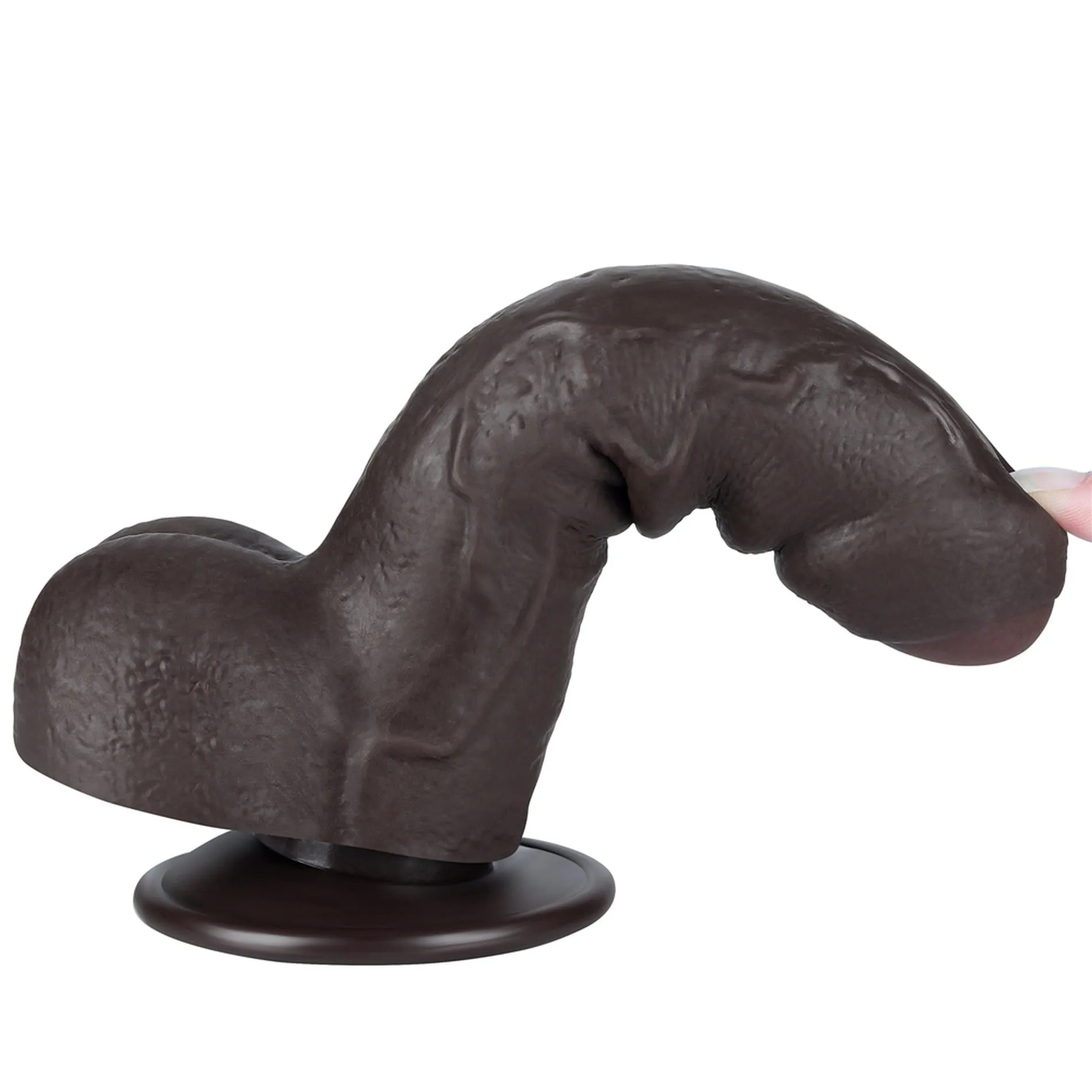 Lovetoy Sliding Skin Dual Layer Dong - Dildo z przyssawką, Czarny, 18.3 cm