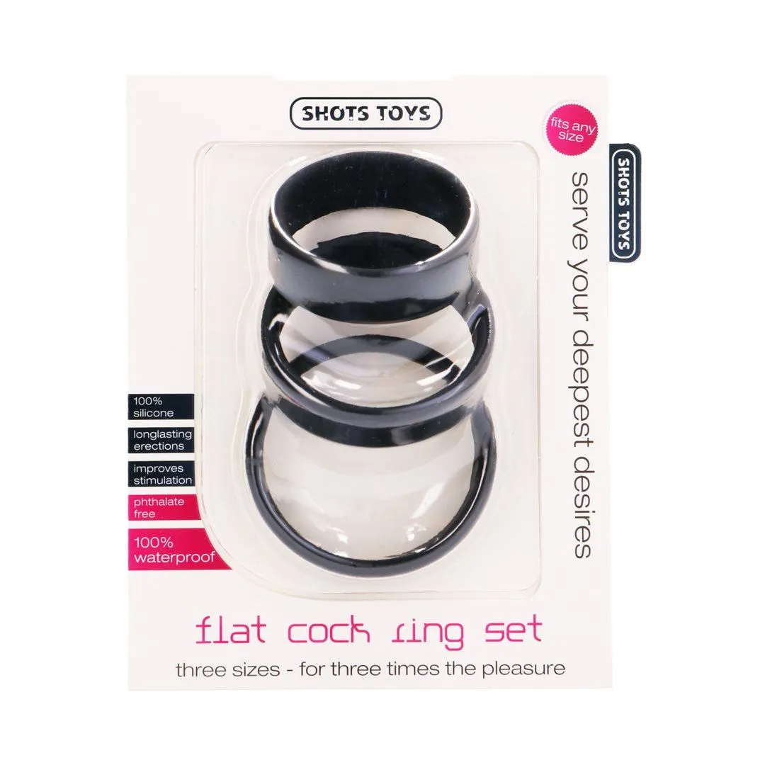 ShotsToys Flat Ring - Zestaw pierścieni erekcyjnych, Czarny, 6 cm