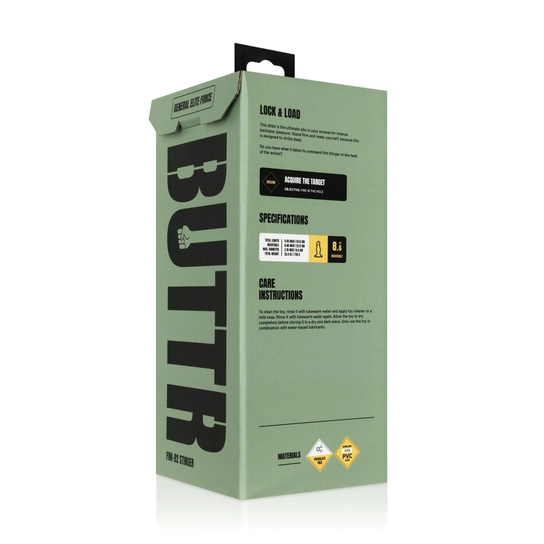 Анальна пробка Buttr General Elite Force FIM-92 Stinger, 24 см (чорний)