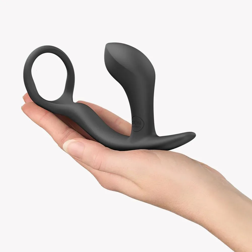 Fun Factory Bootie Ring - Korek analny z pierścieniem erekcyjnym, Czarny, 6.7 cm