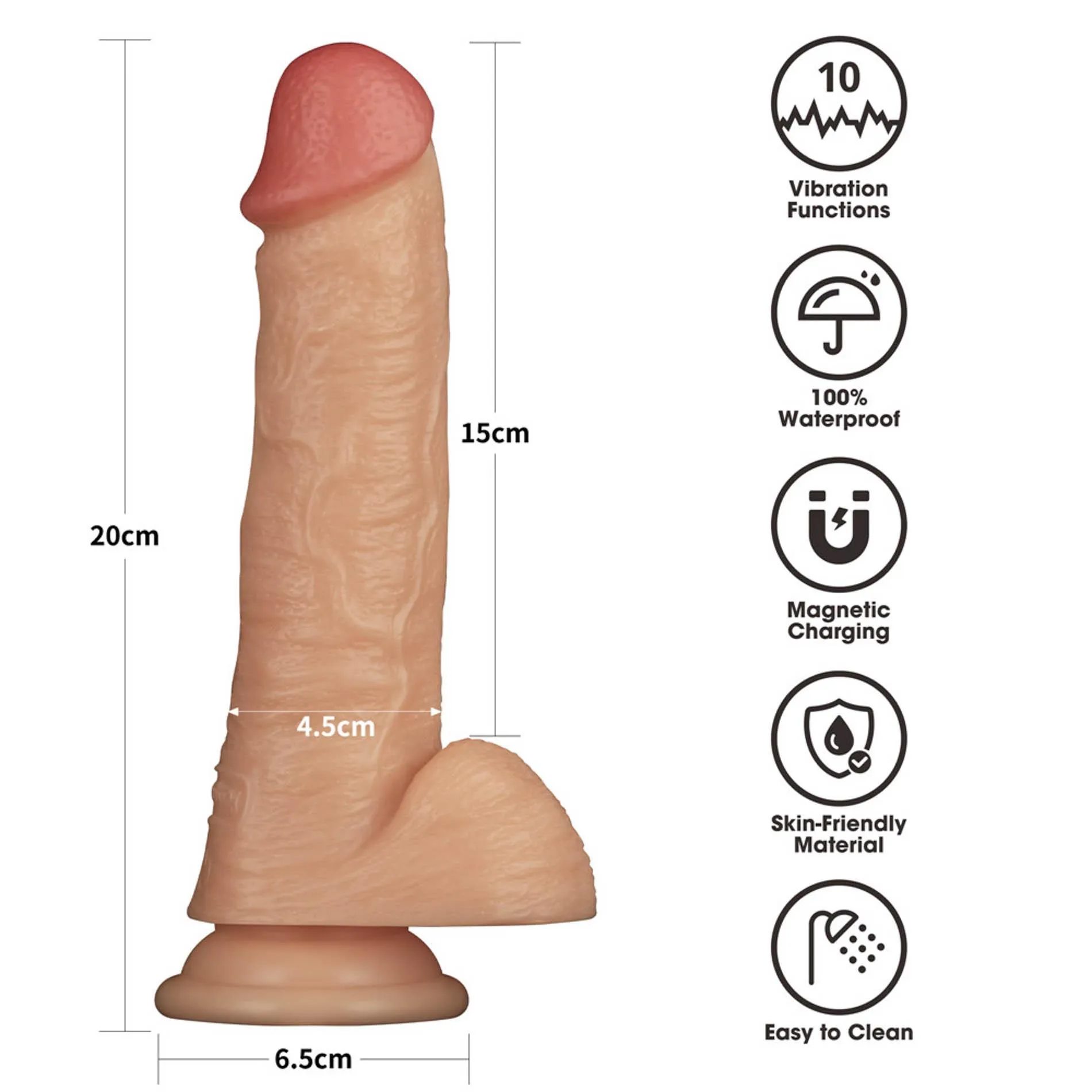 Вибратор Lovetoy Power Basics Cock 8'', 20.3 см (телесный)