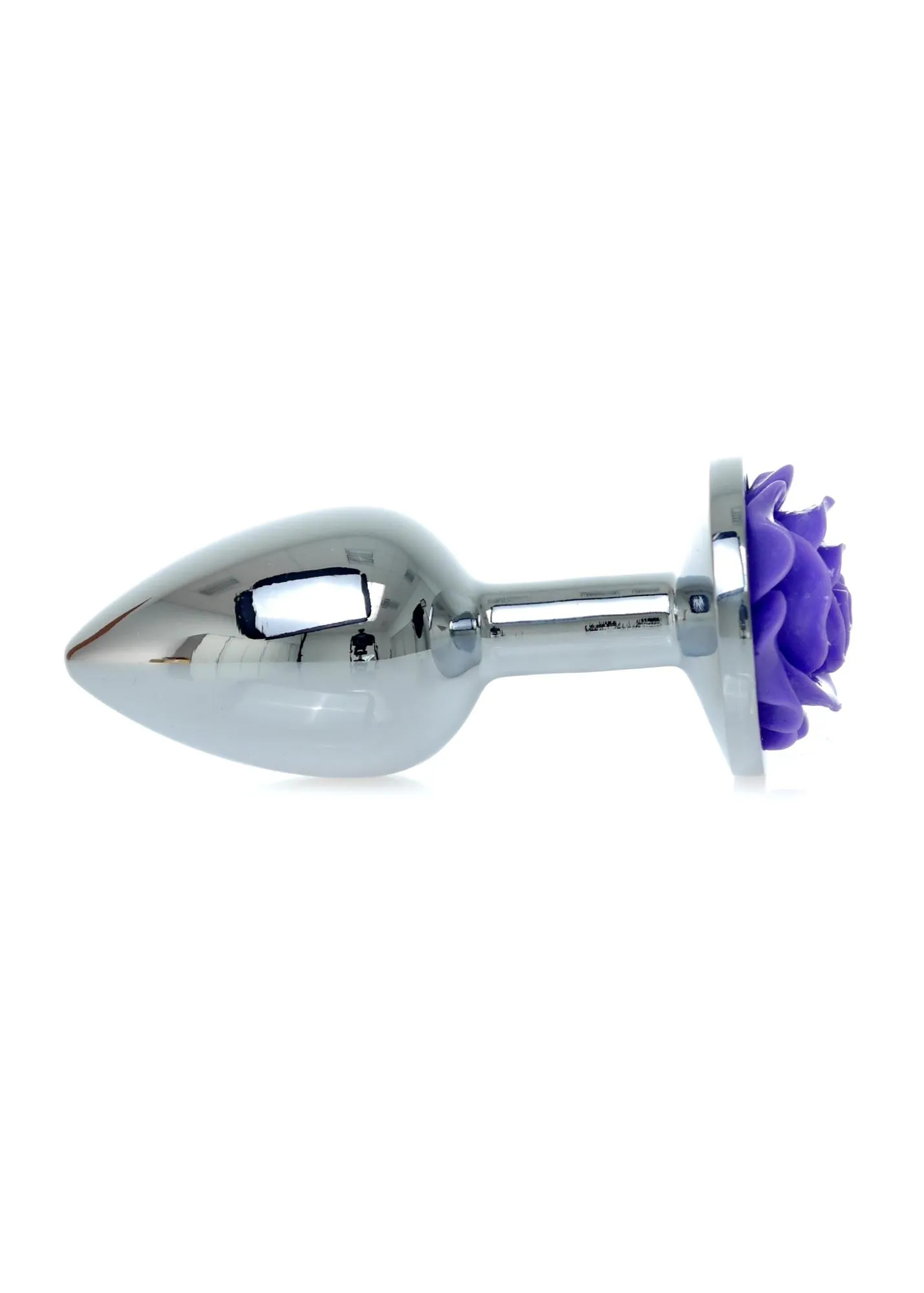Металлическая анальная пробка Boss Jewellery Silver Plug Rose, 9 см (фиолетовый)