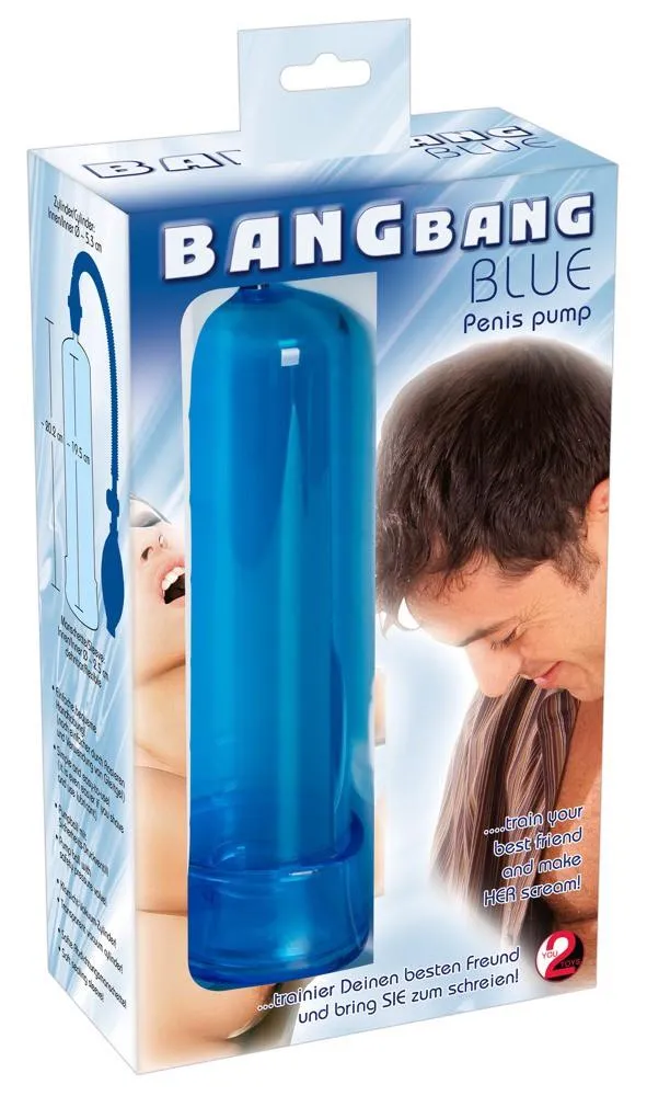 Bang Bang Penis Pump - Pompa próżniowa, Niebieski, 20 cm