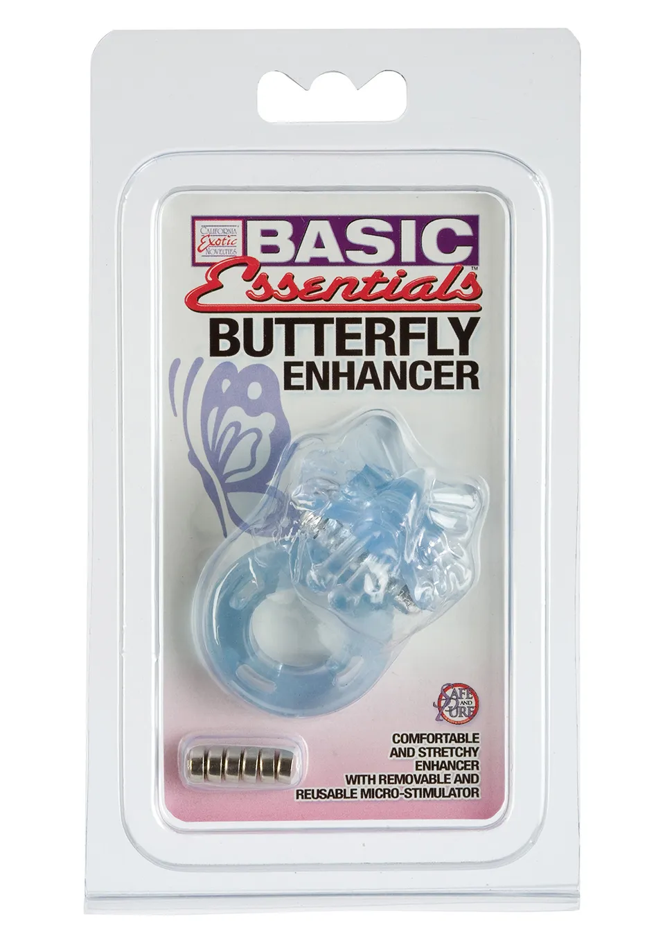 Эрекционное кольцо с вибрацией CalExotics Butterfly Enhancer, 6 см (голубой)
