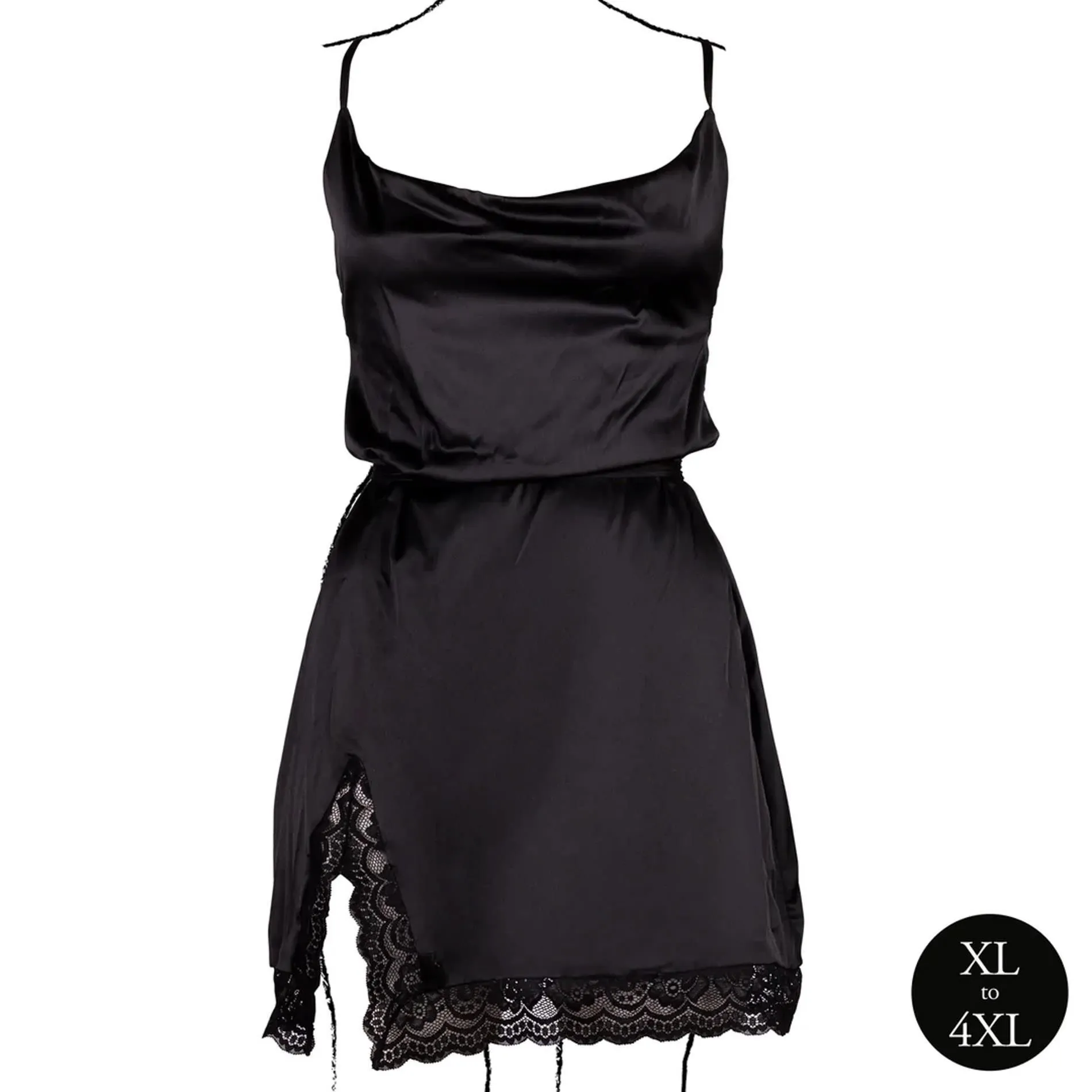 Le Désir Open Back Silk Dress with Criss Cross Details and Slit - Sukienka, Plus Size