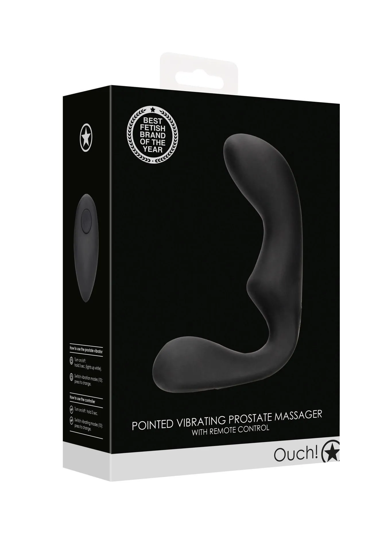 Стимулятор простаты Ouch! Pointed Vibrating Prostate Massager, 13.3 см (черный)