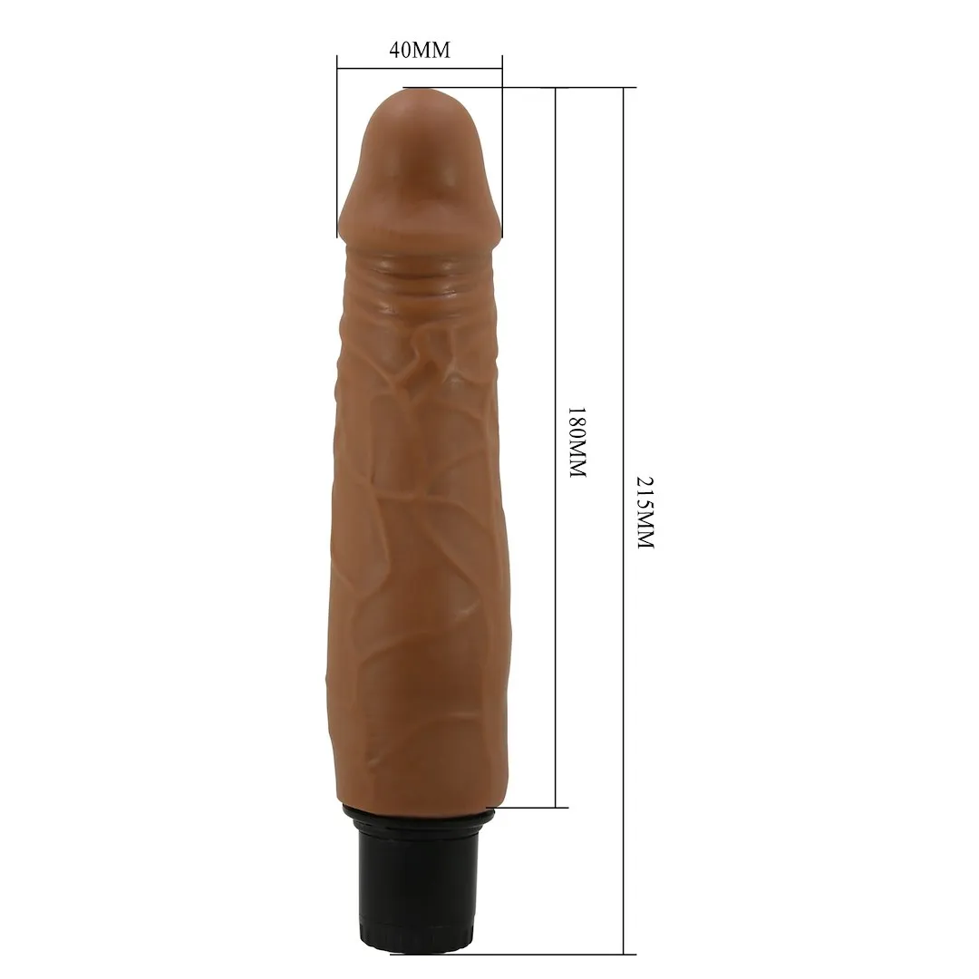 BAILE Sliding Skin Waldorf 8.5" - Wibrator, Brązowy, 21.5 cm