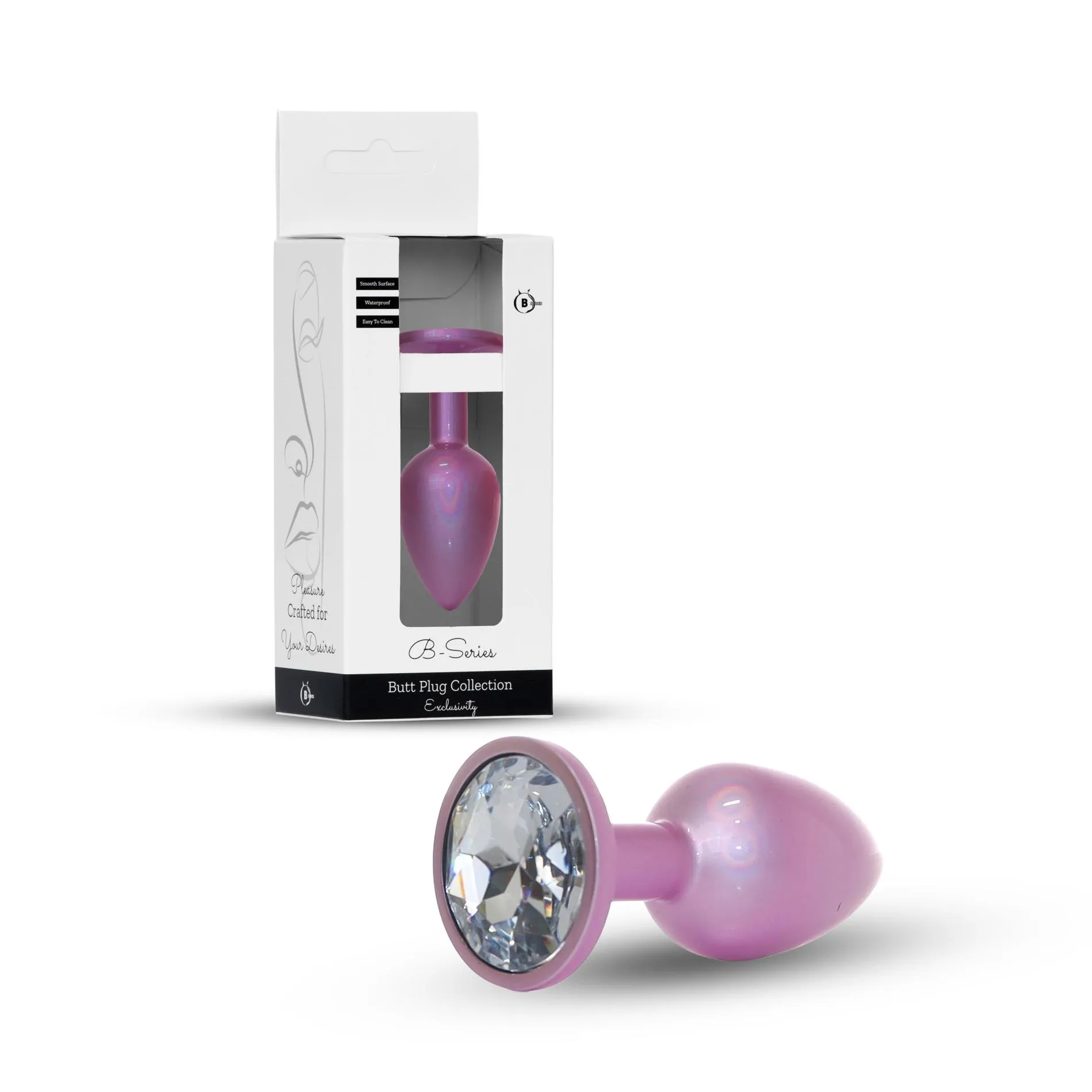 Анальная пробка B-Series HeavyFun Jewellery Pearl Pink Plug S, 7 см (прозрачный)